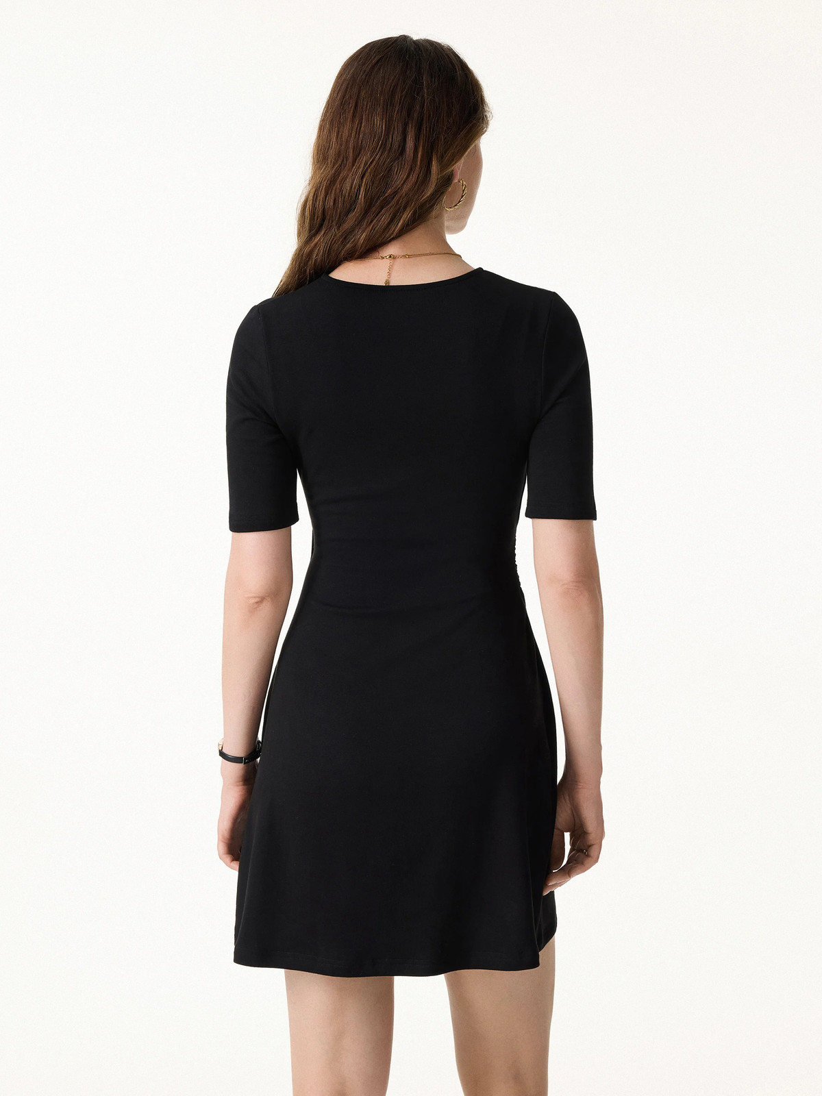 OGL Surplice Ruched Fit Flare Mini Dress Elegant Party Style