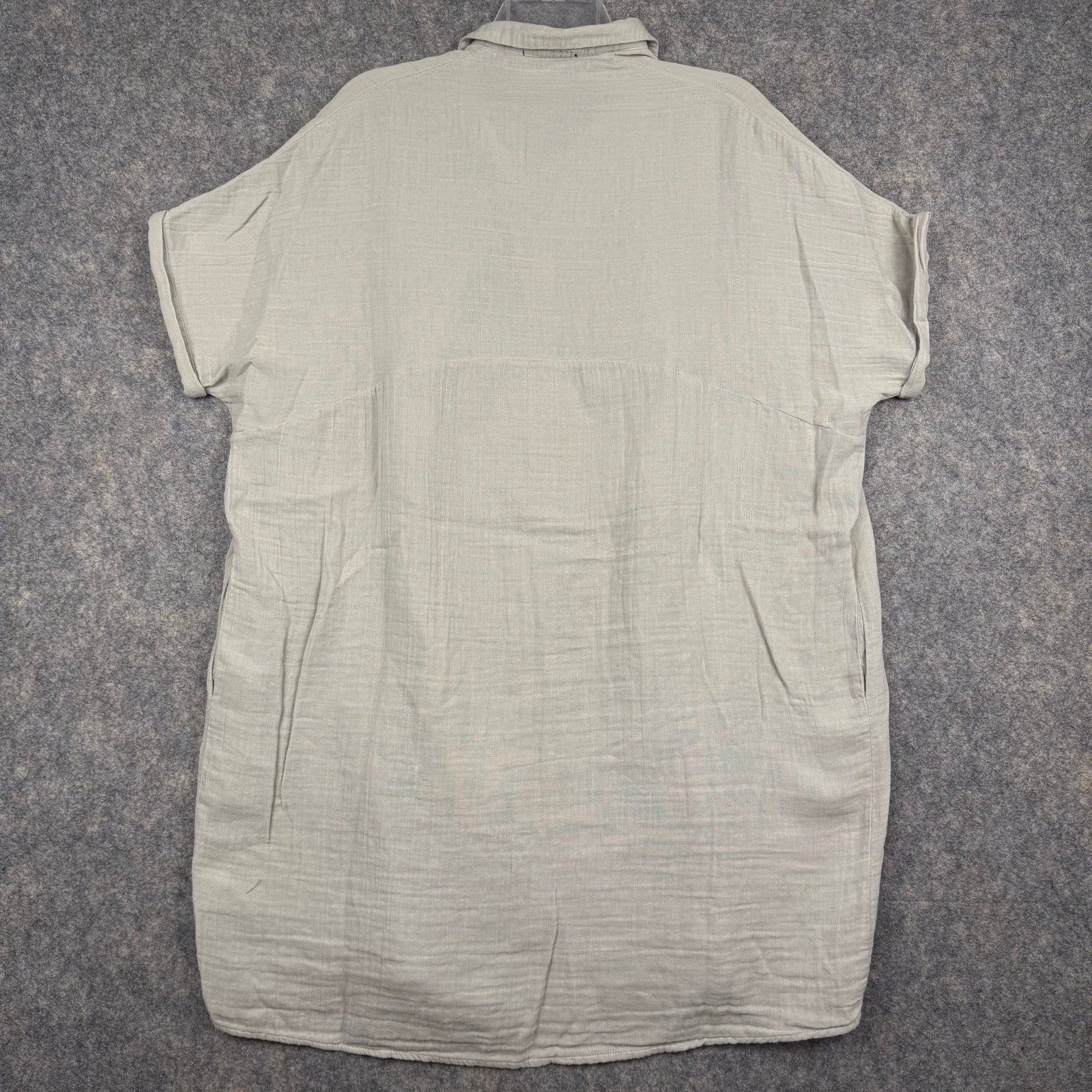 Stark X Women’s Short Sleeve Button Up Dress Beige Size Medium EUC 064