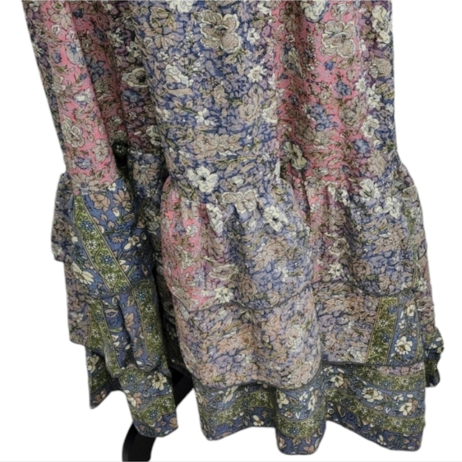 Revolve x boemo Floral Maxi Dress Tiered Ruffle V Neck Smocked Waist Tie Belt 3X
