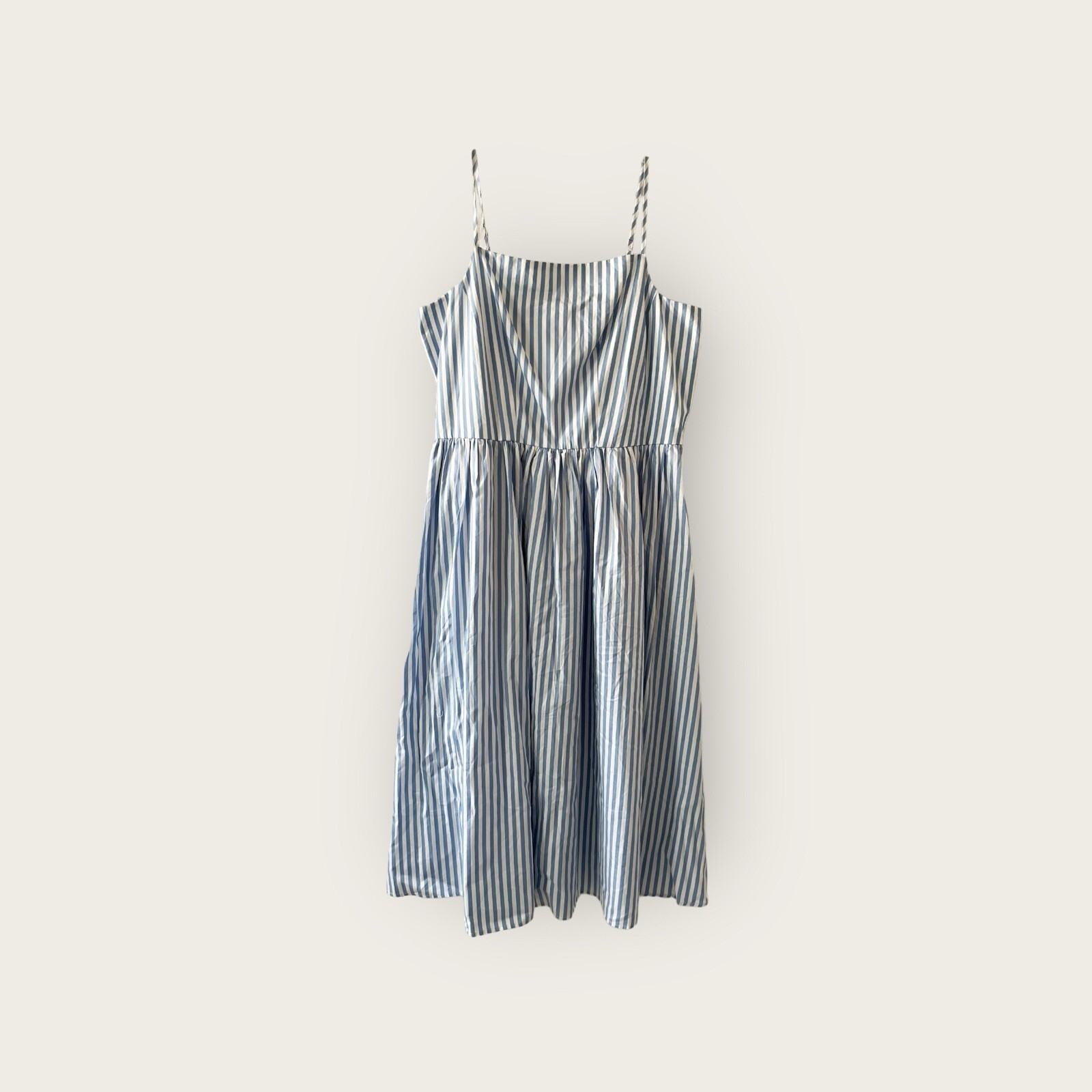 Free Assembly Midi Dress XXL 2XL Sleeveless Cotton Smocked Blue White (571)