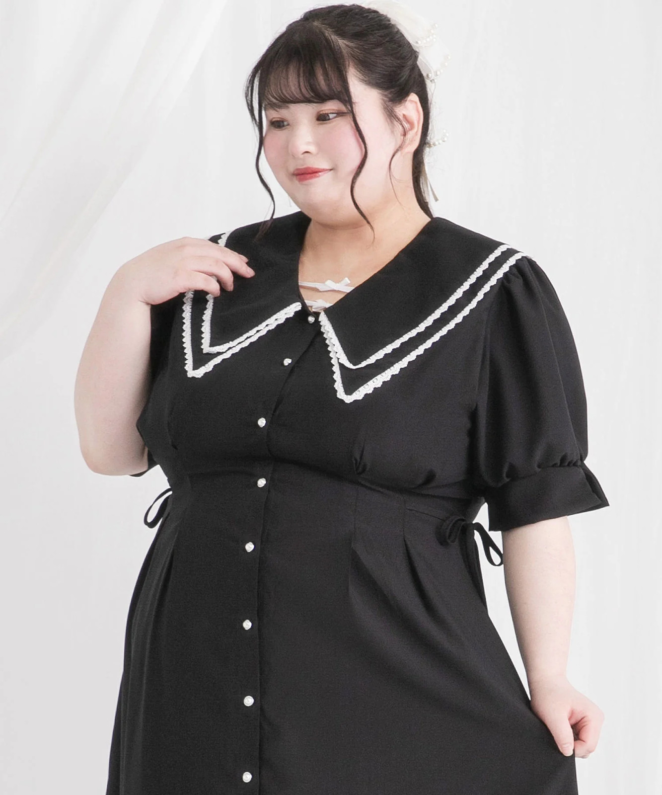Thanksgiving sale eligible 4L-6L double big collar shirt dress Jirai New