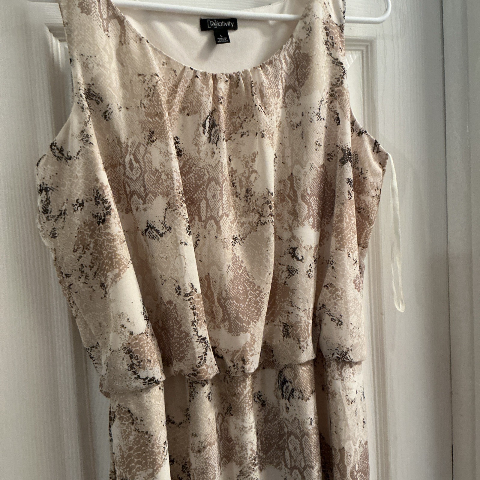 Relativity Womens Snake Print Sleeveless Dress – Size large Elastic Waist