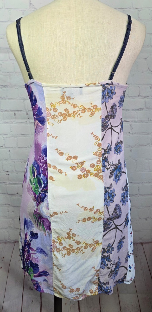 Young Threads Mini Dress Patchwork Floral Pockets Boho Western Festival Hippie L
