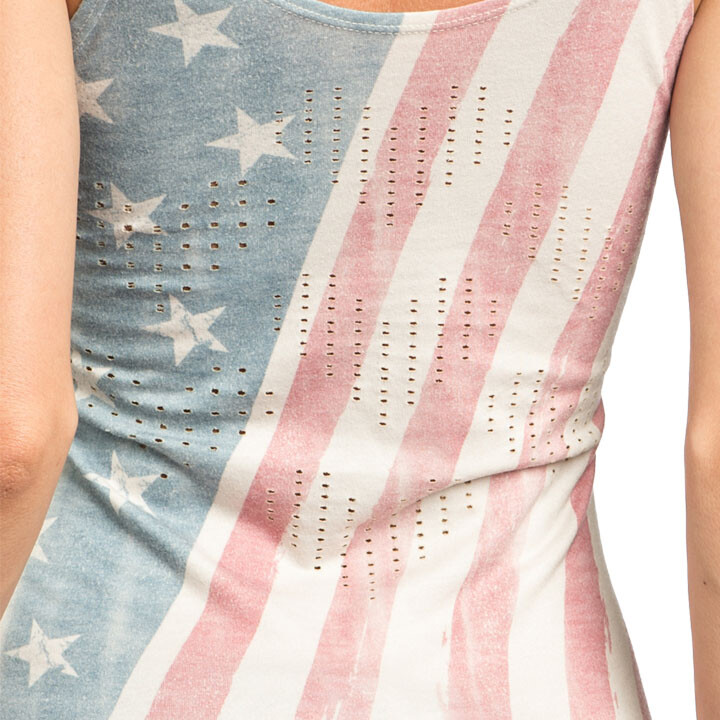 Affliction American Heartbreaker Rhinestones Womens Tank Dress Top White S-XL