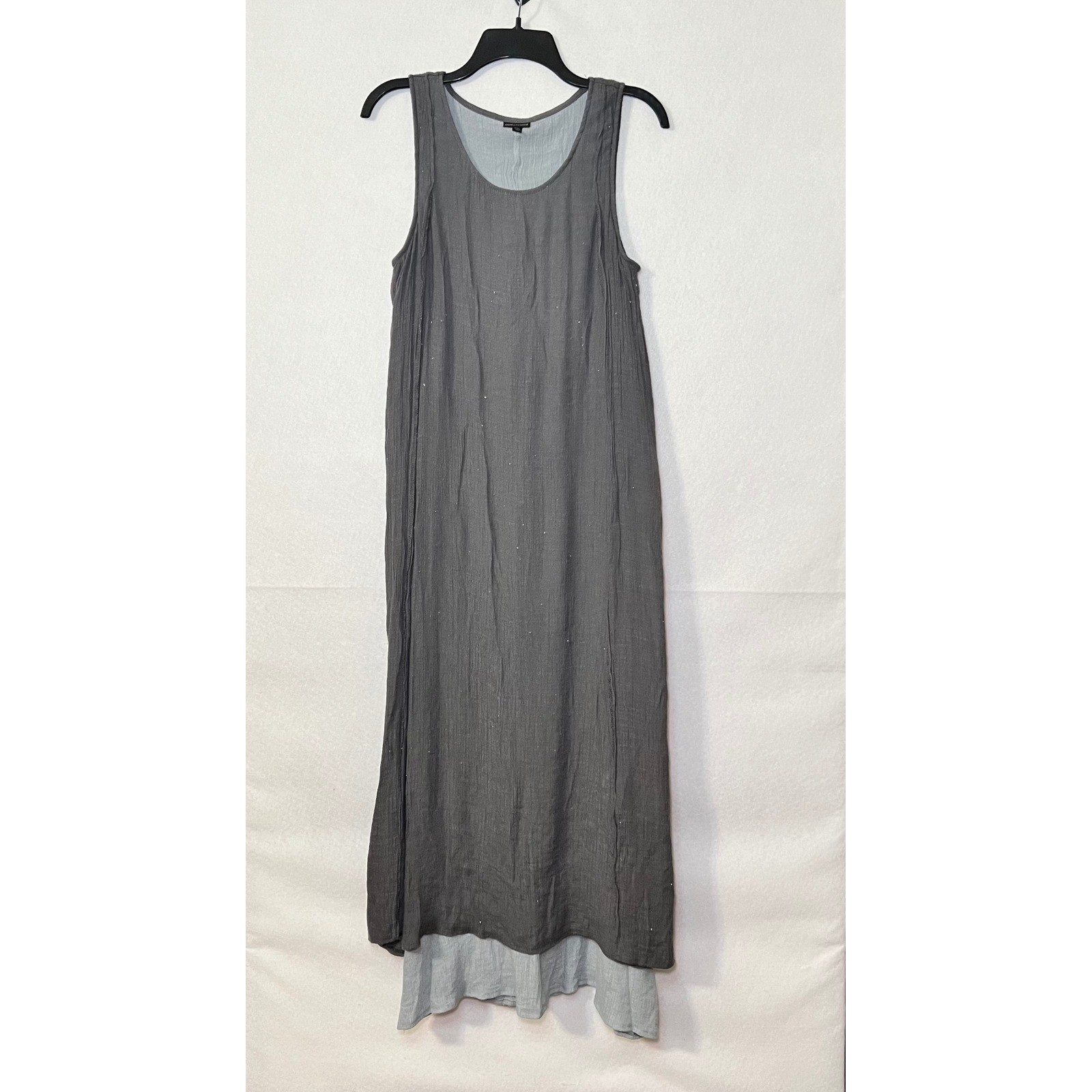Coco+Carmen Gray/Blue Gauze Lagenlook Whimsigoth Cottage Layered Maxi Dress L/XL