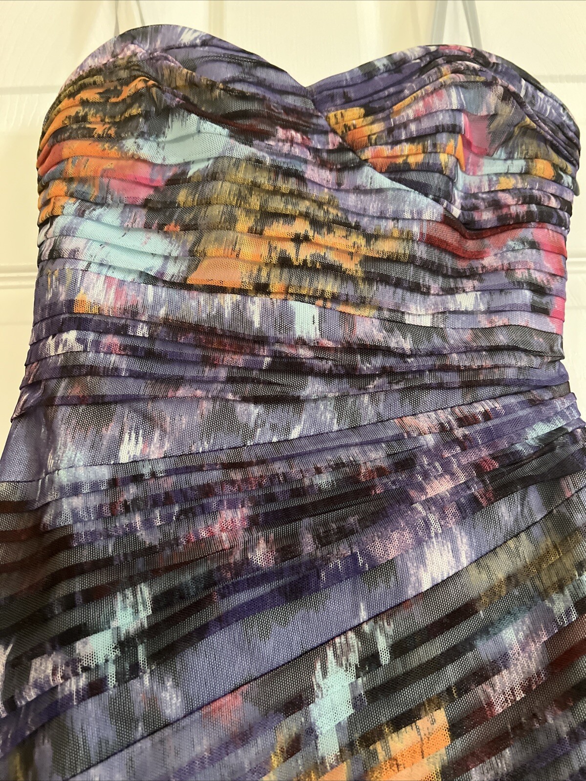 BCBG MAXAZRIA Kameron Strapless Pleated Cocktail Mini Dress In Purple Blue Siz 0
