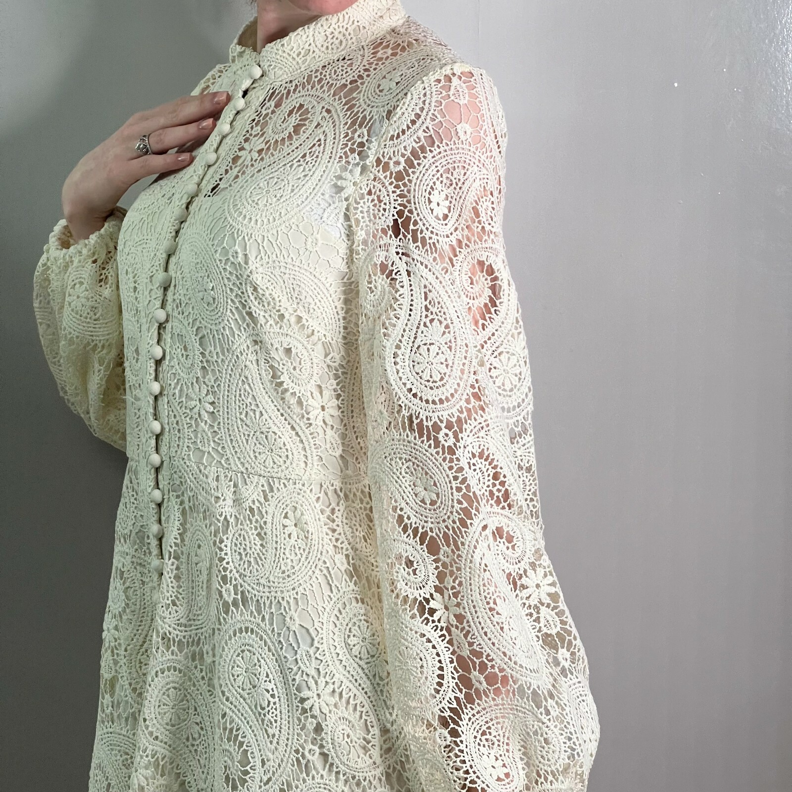 Dress long long sleeves lace summer dress wedding dress high quality classy cream