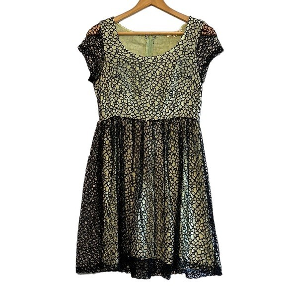 Babydoll Dress Women’s Size Small Green Black Flower Overlay Aniina Fairy Gothic