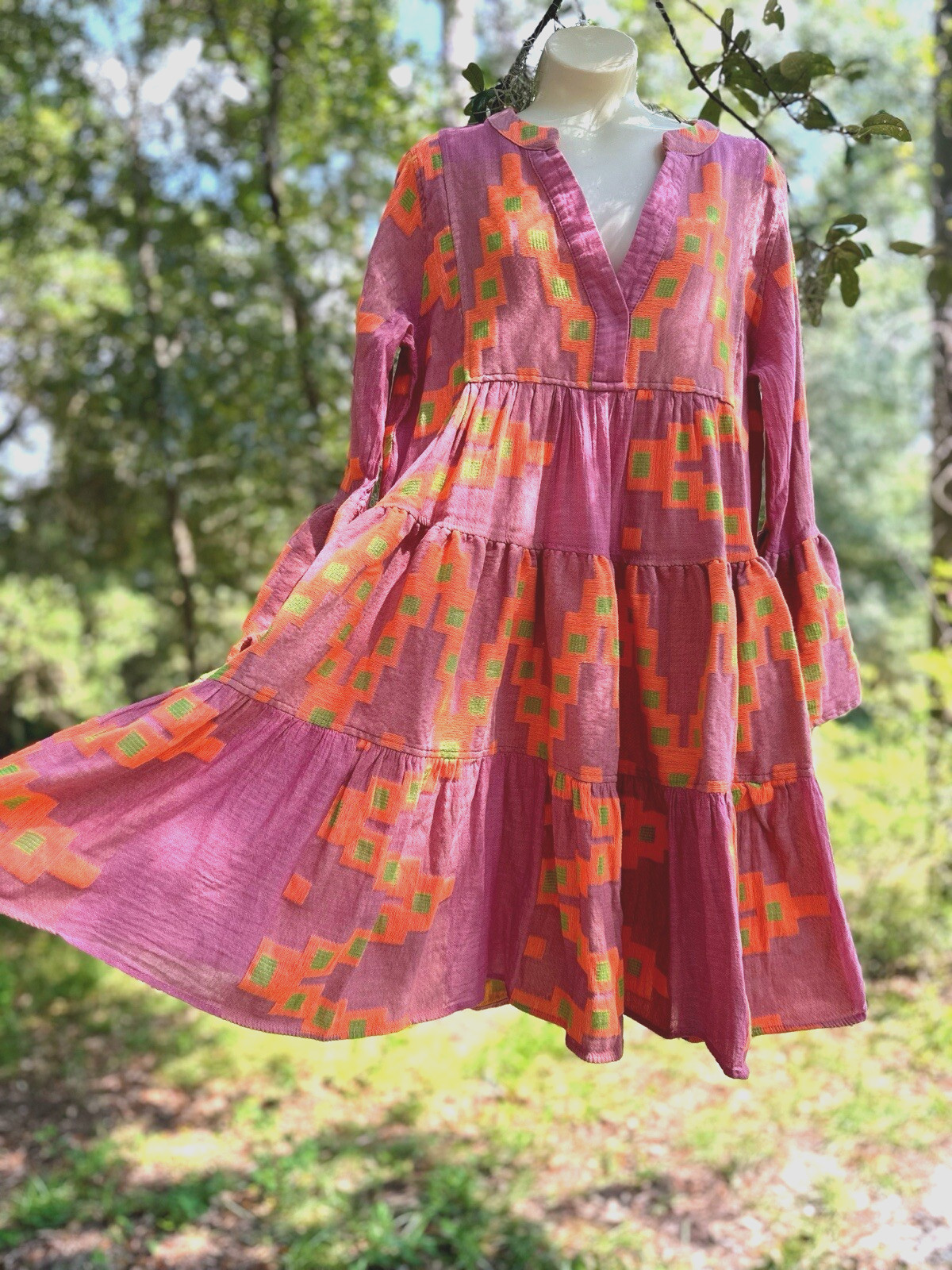 Devotion Twins Anthropologie Tunic Midi Short Dress Ella Boho Boutique SzXS Pink
