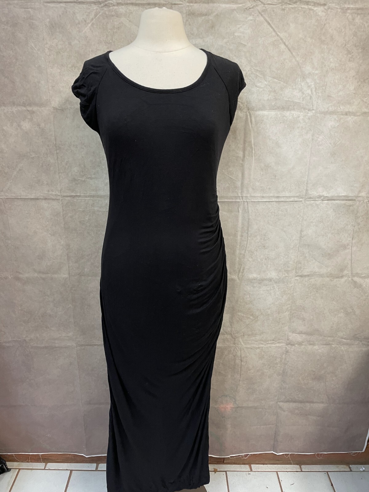 Colleen Lopez Women’s Black Short Sleeve Round Neck Long Dress Size M