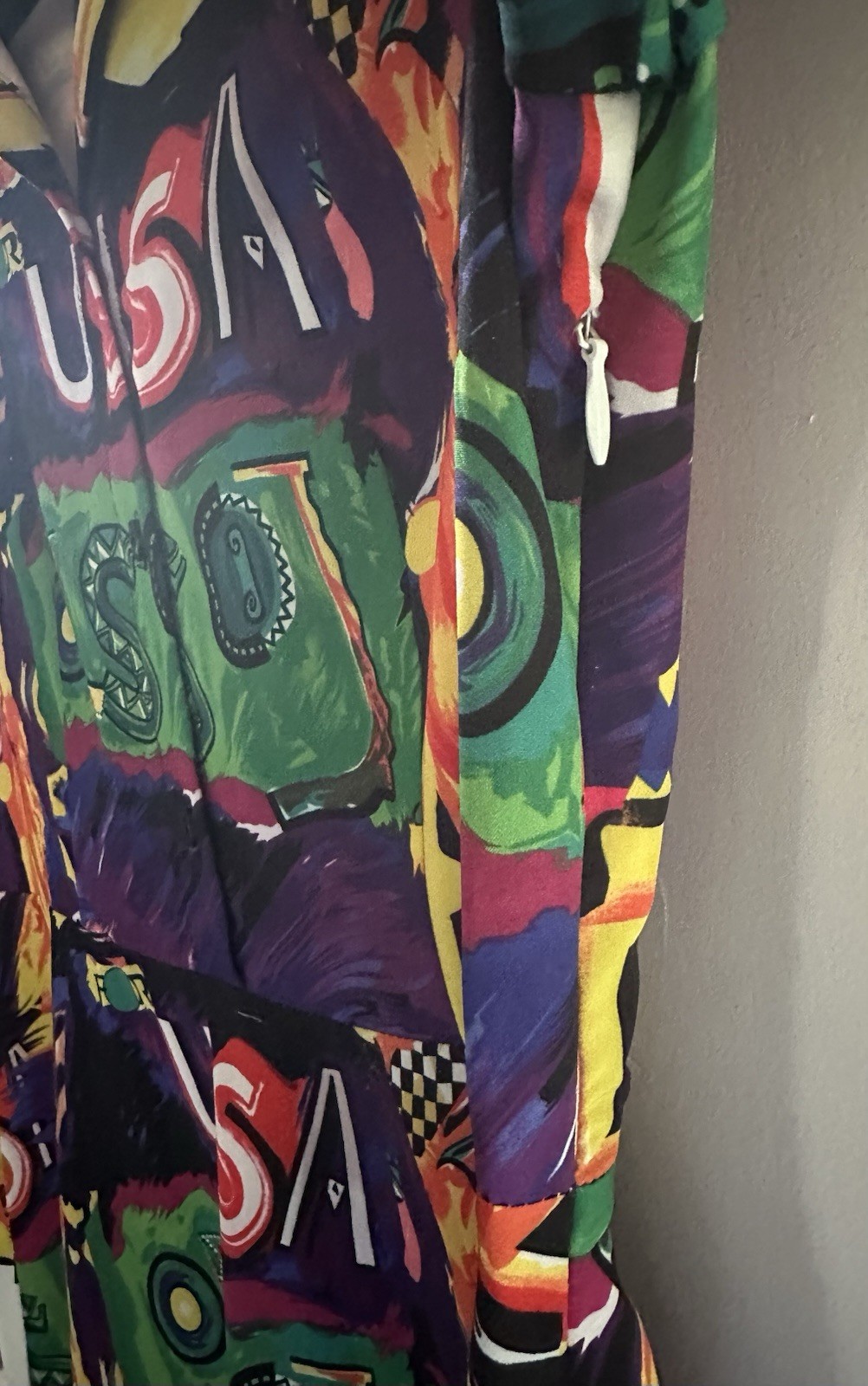 Dida Bole Pop Art Graphic Dress USA Print Retro 90s Y2K Shirt Dress S 6
