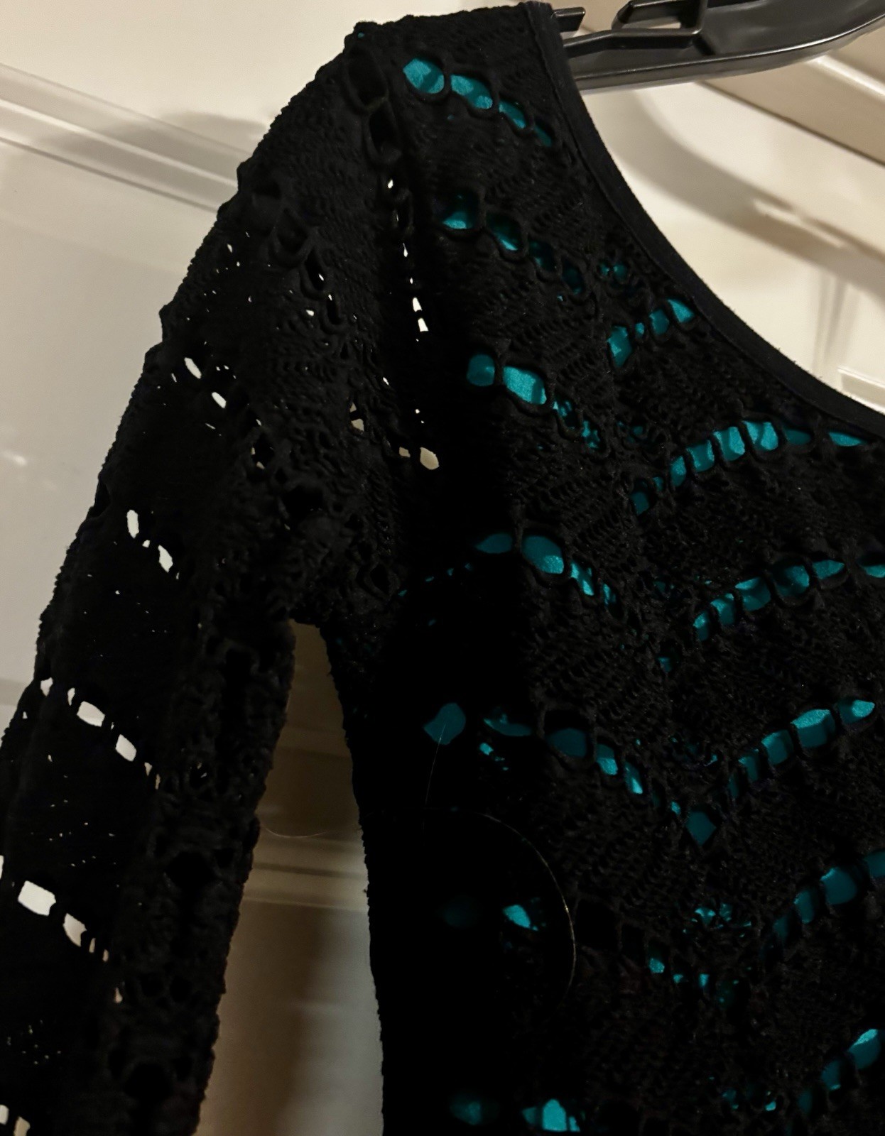 Bebe Vintage Old Money Coquette Quiet Luxury Crochet Black Emerald Size M/L