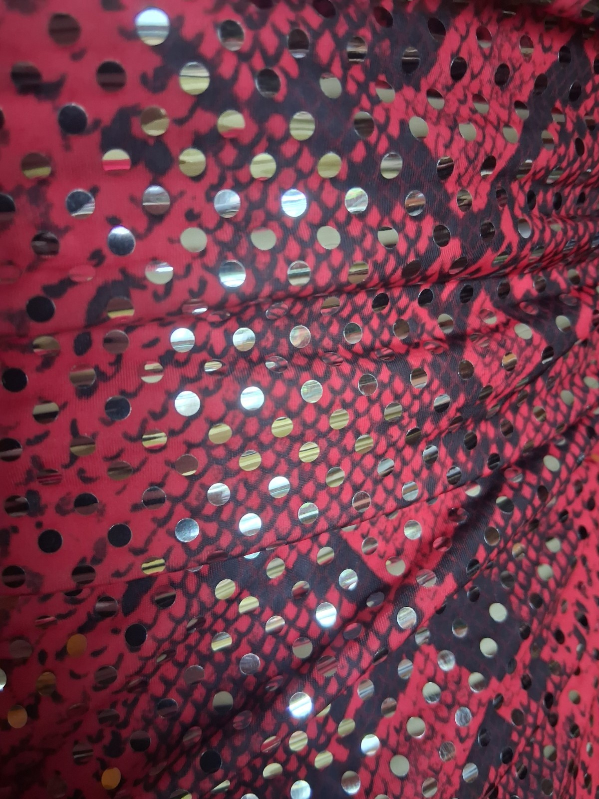 Vintage 90s Red Snakeskin Print Sequin Mini Dress Size Small