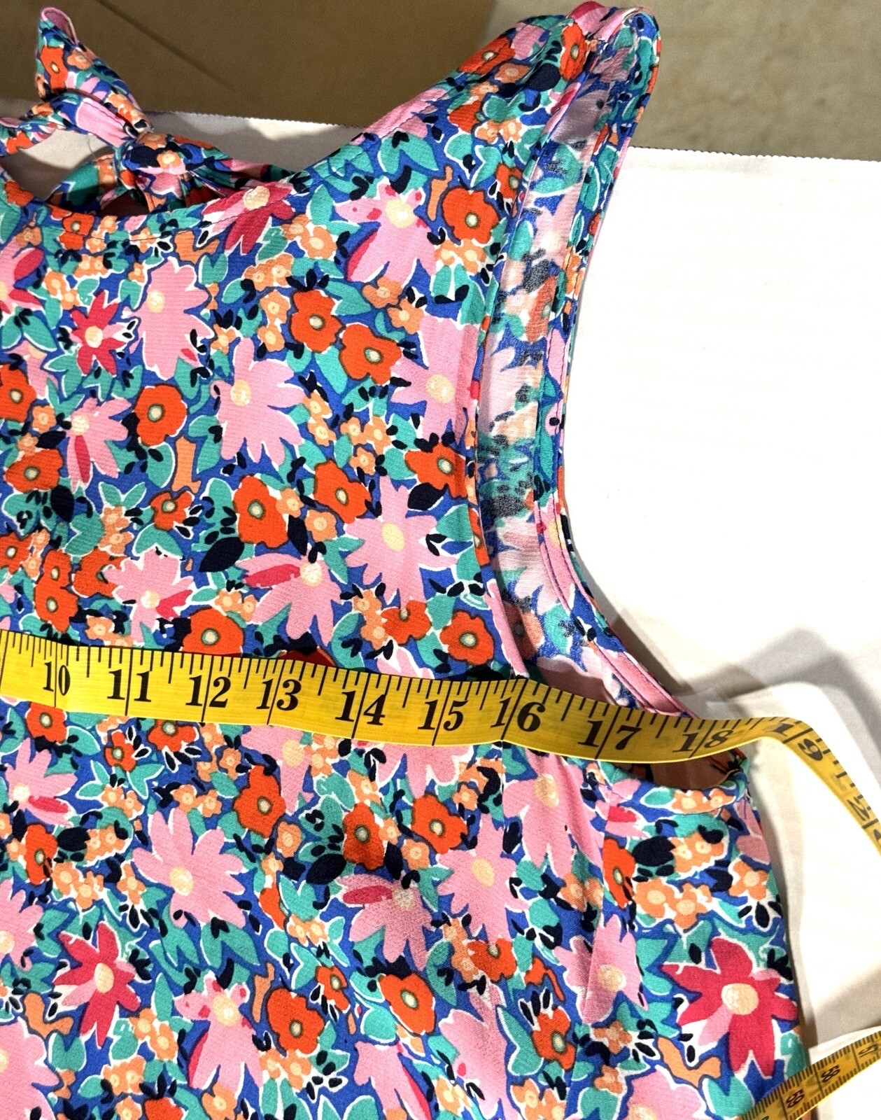 LOFT Dress Daisy Tie Back Flounce Sleeveless Floral Size Petite Small Women EUC