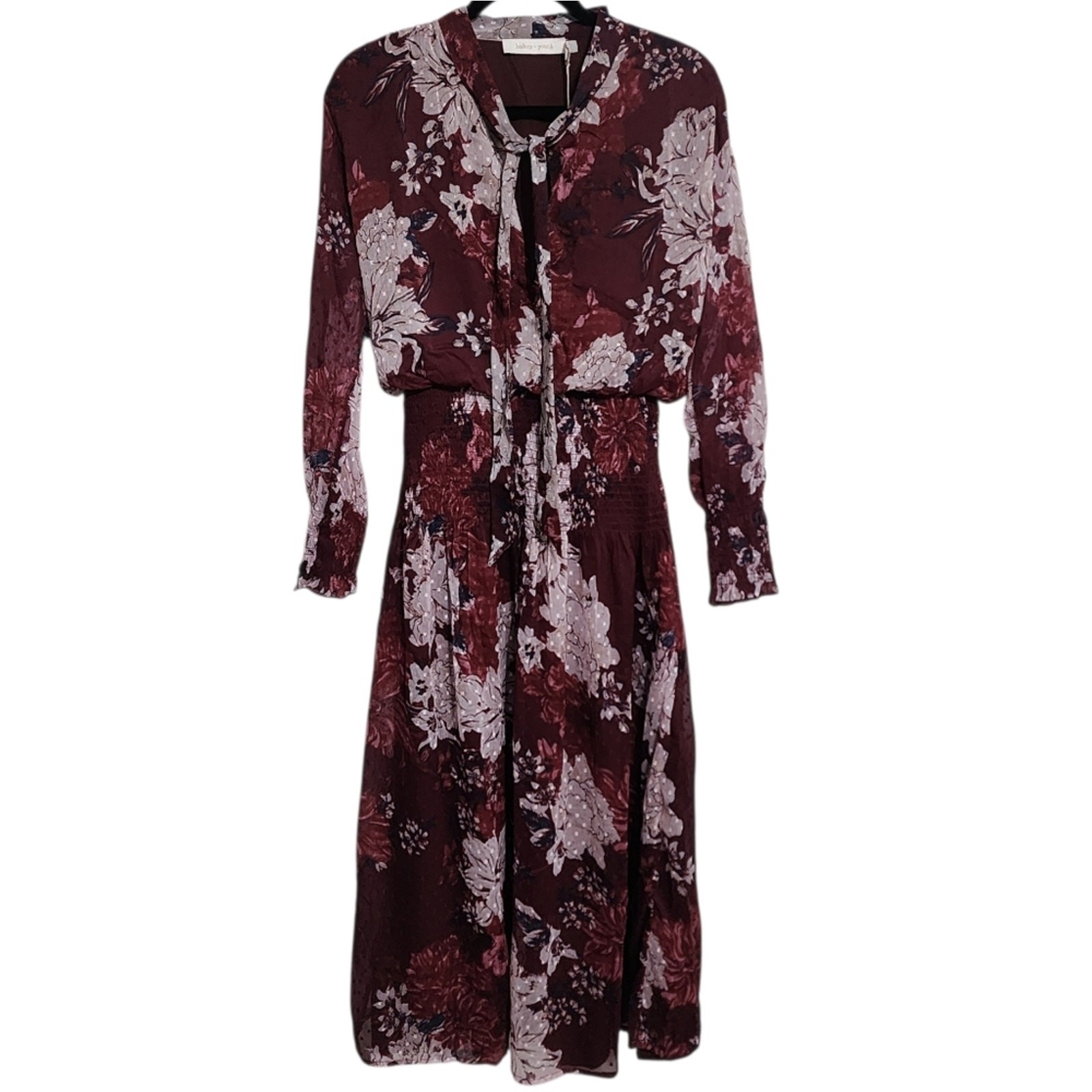 Bishop & Young Dahlia Maxi Dress M Chiffon Dark Floral Wedding Party Event NWT