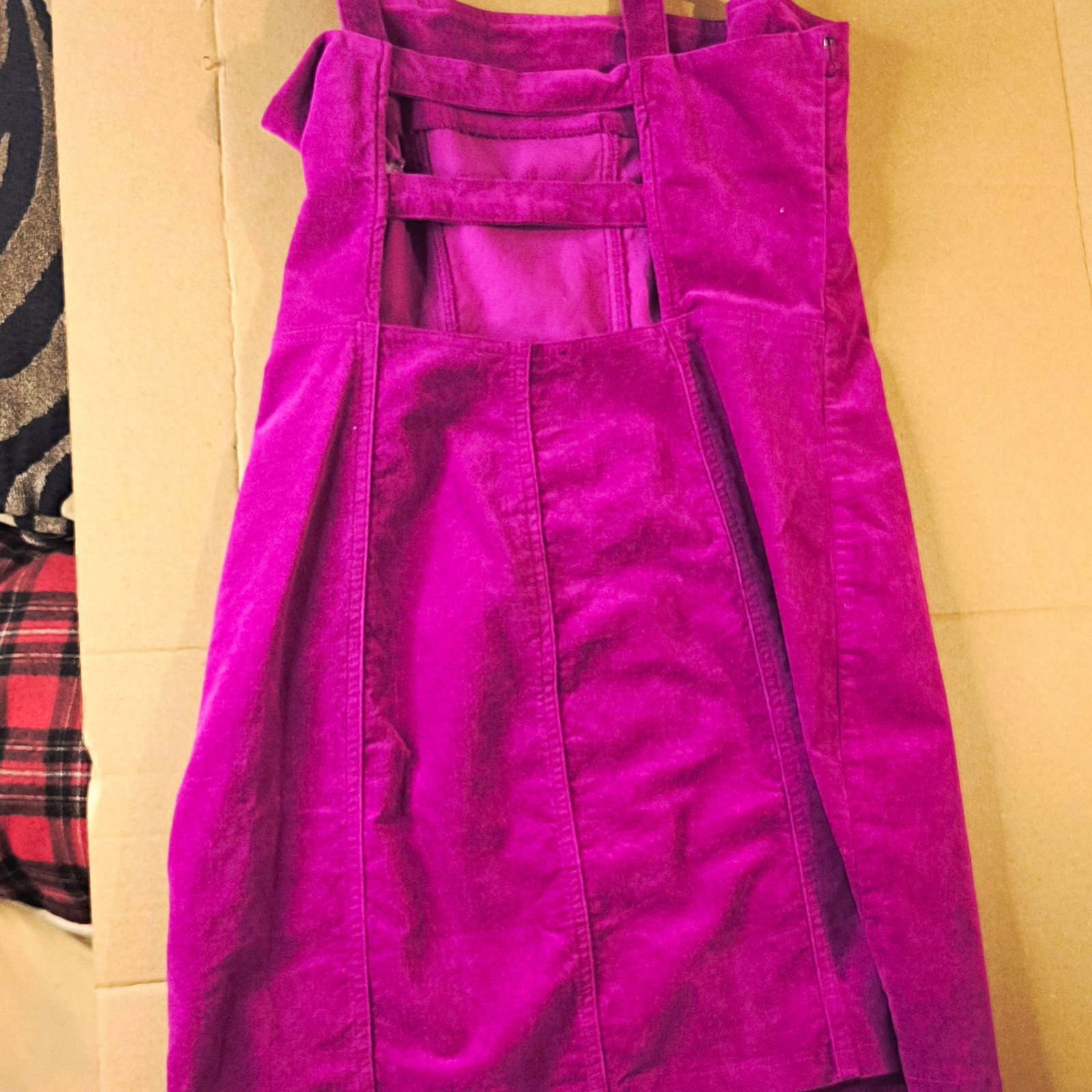 FOREVER 21 Purple Suede Mini Dress L Square Neck Strappy Sleeveless Zip