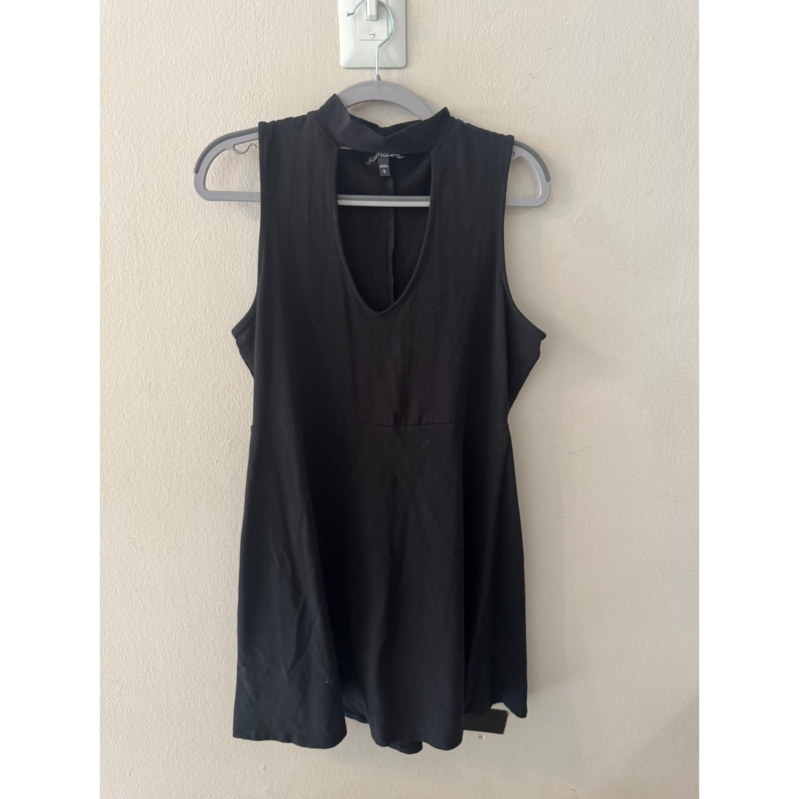 Express Black Cutout Mock Neck Sleeveless Fit and Flare Dress Womens Large