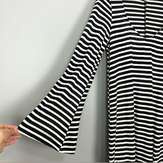 Free People Beach Striped Midi Dress Women’s Size L Stretch Knit Bell Sleeves