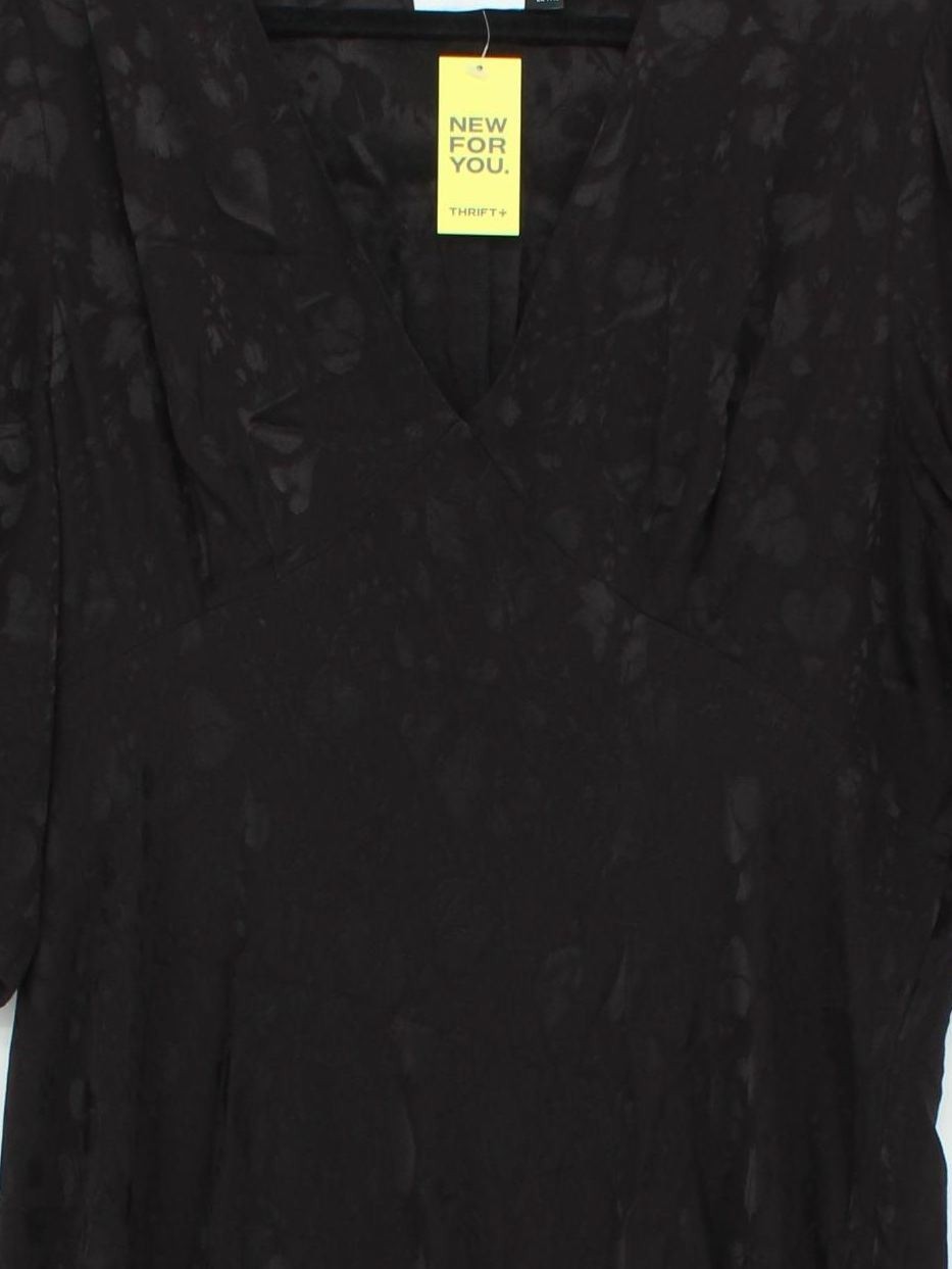 RIXO Wrap Midi Dress UK20 in Black