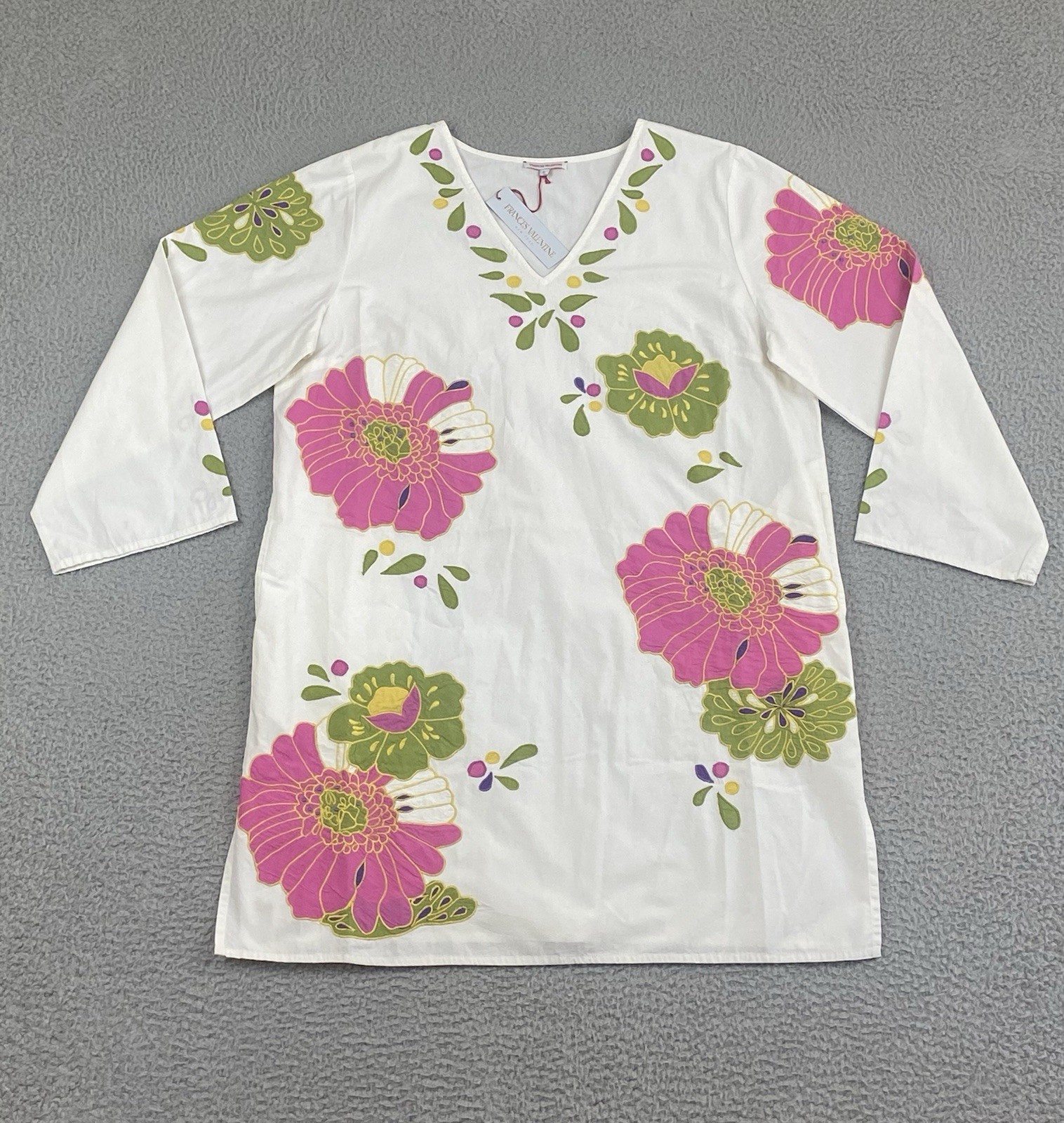 NEW Frances Valentine Mini Dress Cotton Poplin Floral Embroidered Size Large NWT
