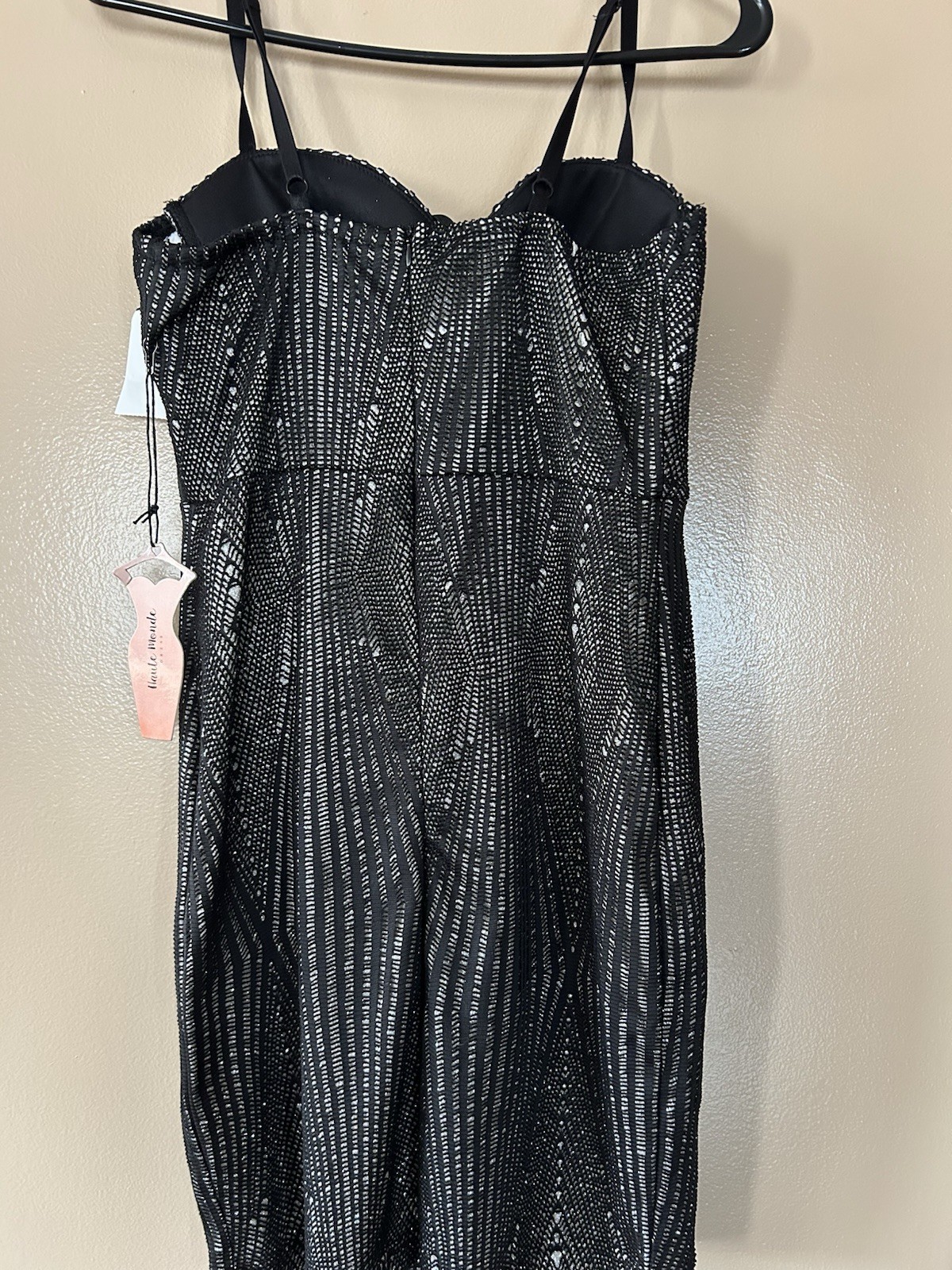Haute Monde Black Silver Lace Up Strappy Mini Slip Dress Sleeveless Size M