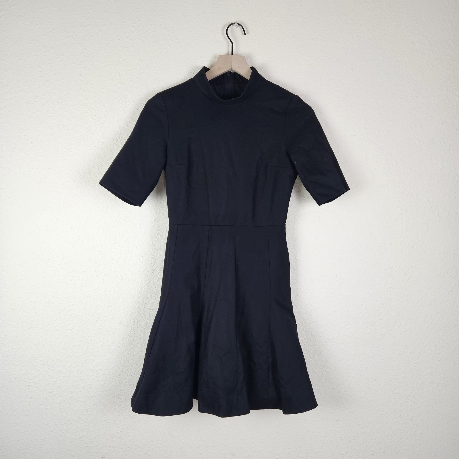 COS High-Neck Fitted-Waist Work Dress in Black Size 2 New