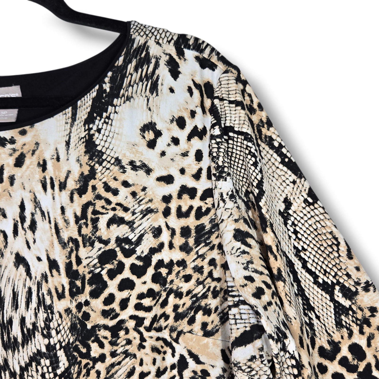 Chico’s Shift Dress Animal Print Elbow Sleeve Knee Length 3P 16 18 Petite XL
