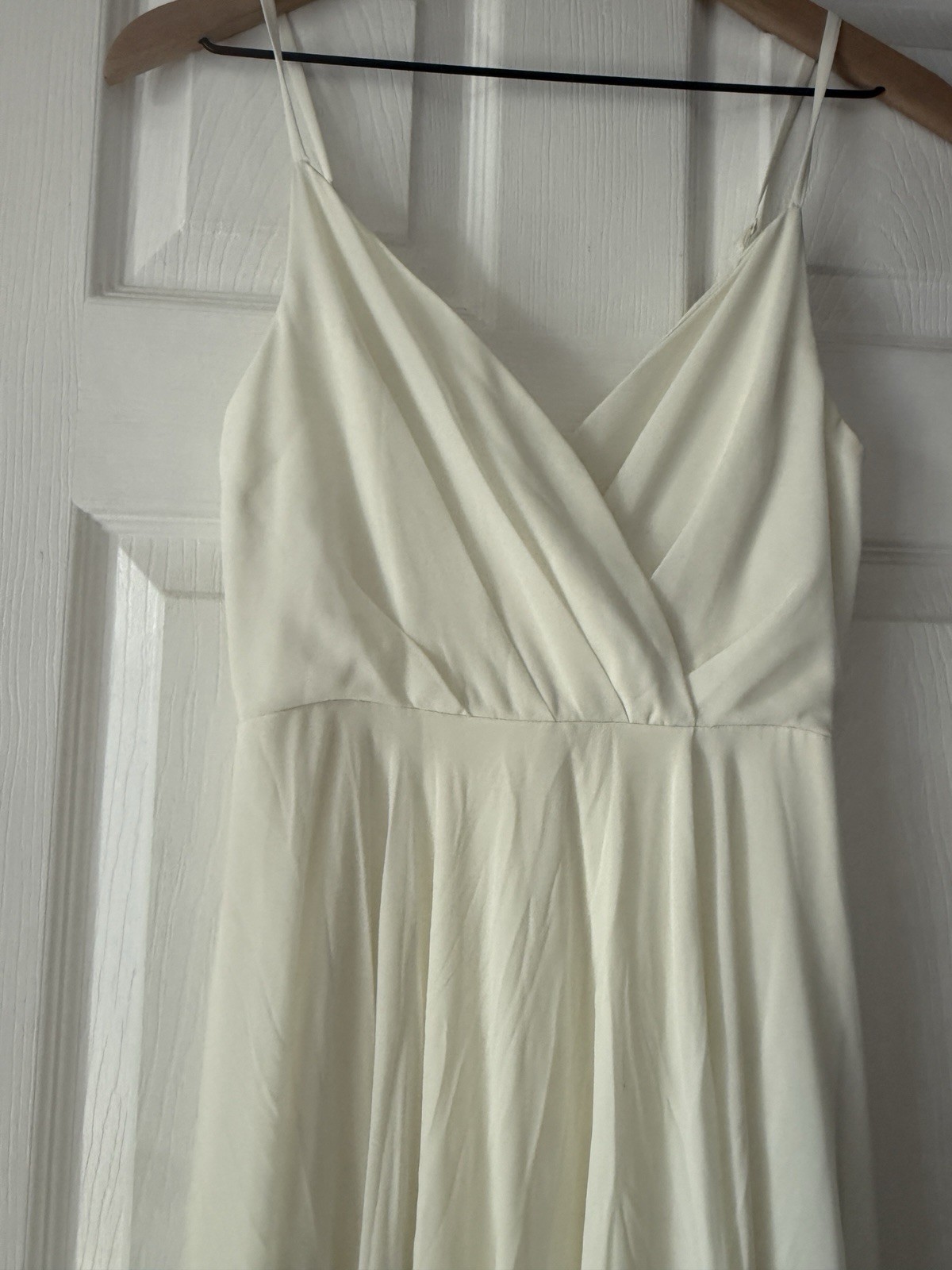 Lulus Ivory Solid V-Neck Spaghetti Strap Maxi Dress Zip Adjustable Straps XS