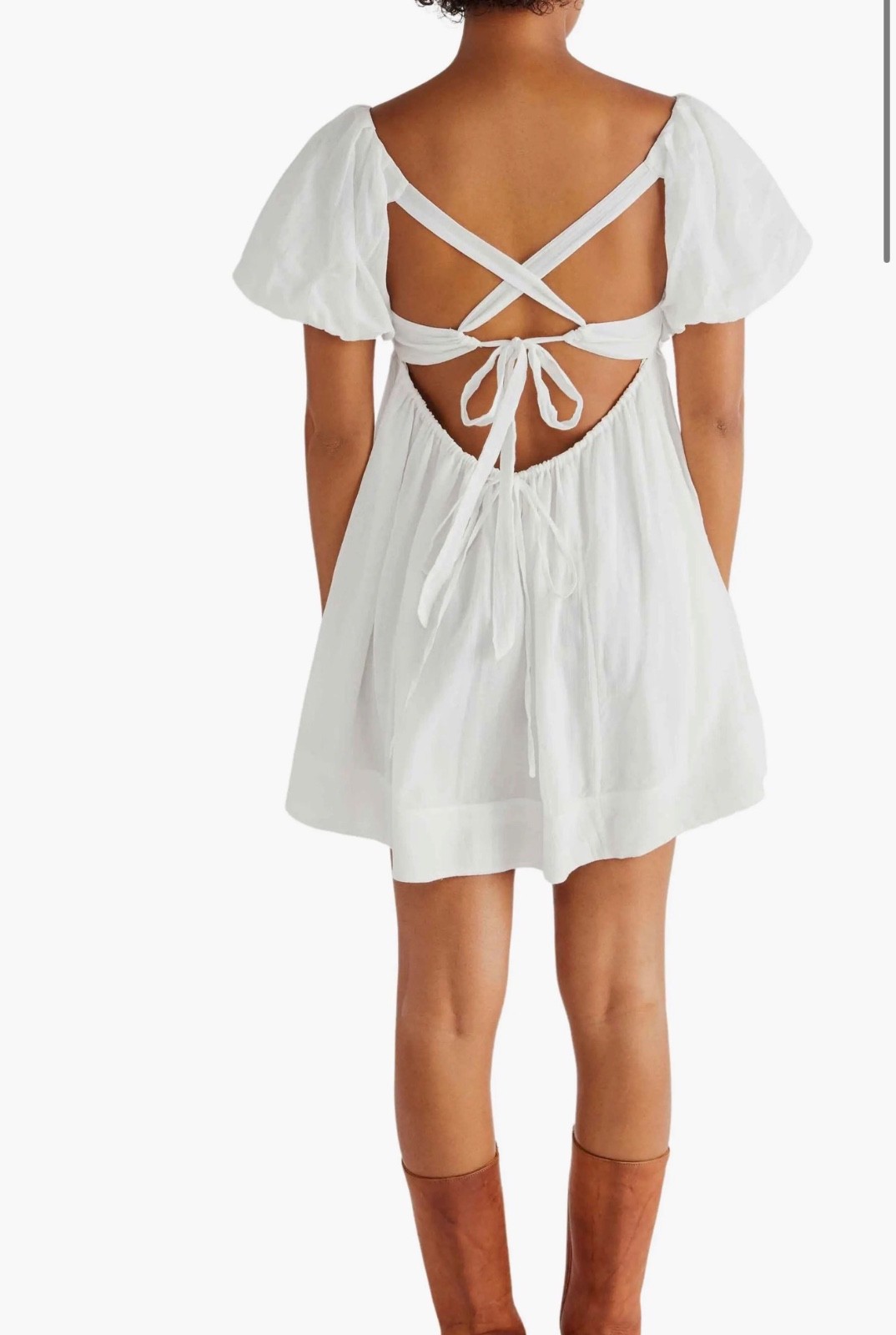 Free People Marina Tie Back Cotton Crinkle Babydoll Dress