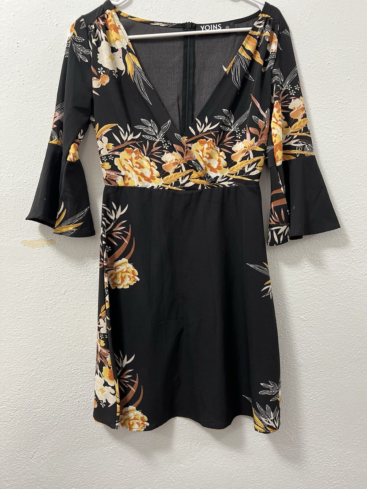 Yoins Black Random Floral Print Dress Size XS