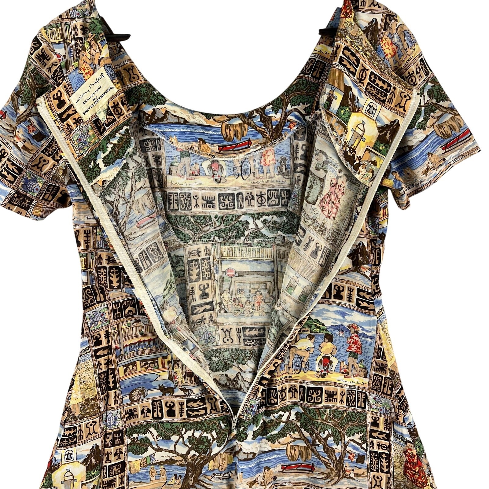 Reyn Spooner x Guy Buffet Collection Womens S Tahitian Papeete Print Rayon Dress