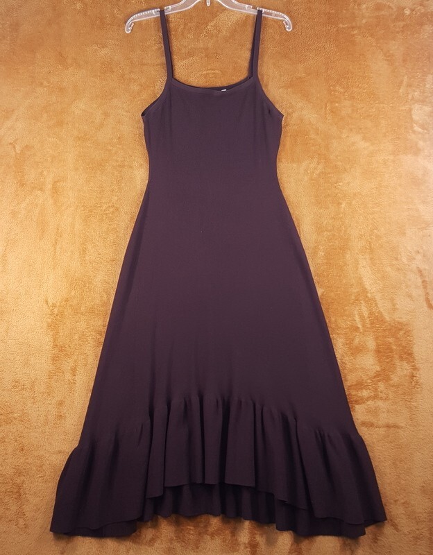 A.L.C Dress Womens Large Burgundy Pullover Midi Ribbed Asymmetric Ruffle RAVENEL
