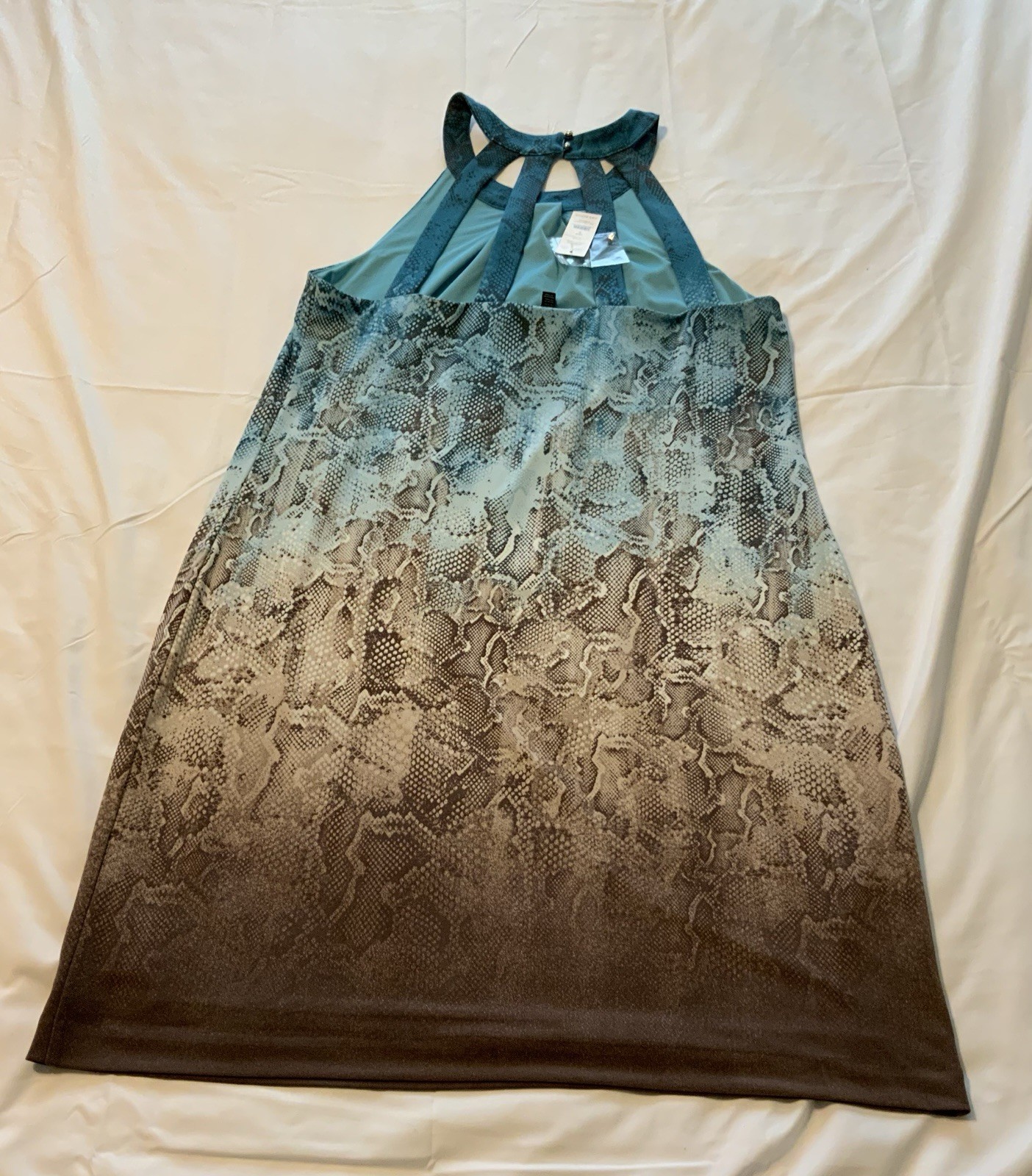 White House Black Market Size Large Halter Dress Ombre Python Print Cut Out NWT