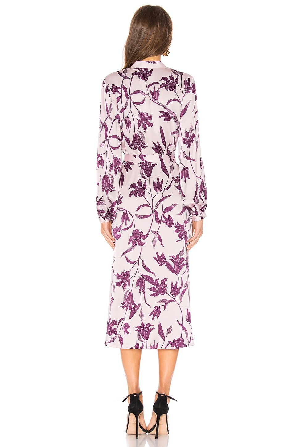 NWOT Equipment Silk Andrese Wrap Long-sleeve Printed Midi Dress Sz 6 Plum 9C606