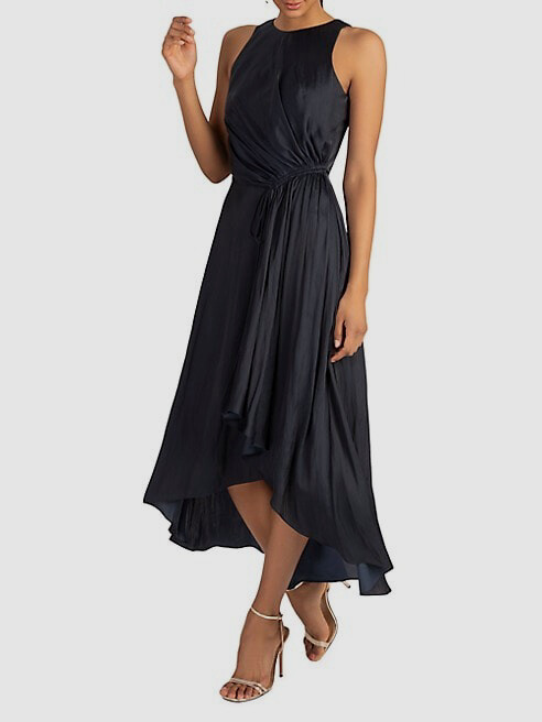 $660 Shoshanna Women’s Blue Ruched Drawstring Crewneck A-Line Dress Size 2
