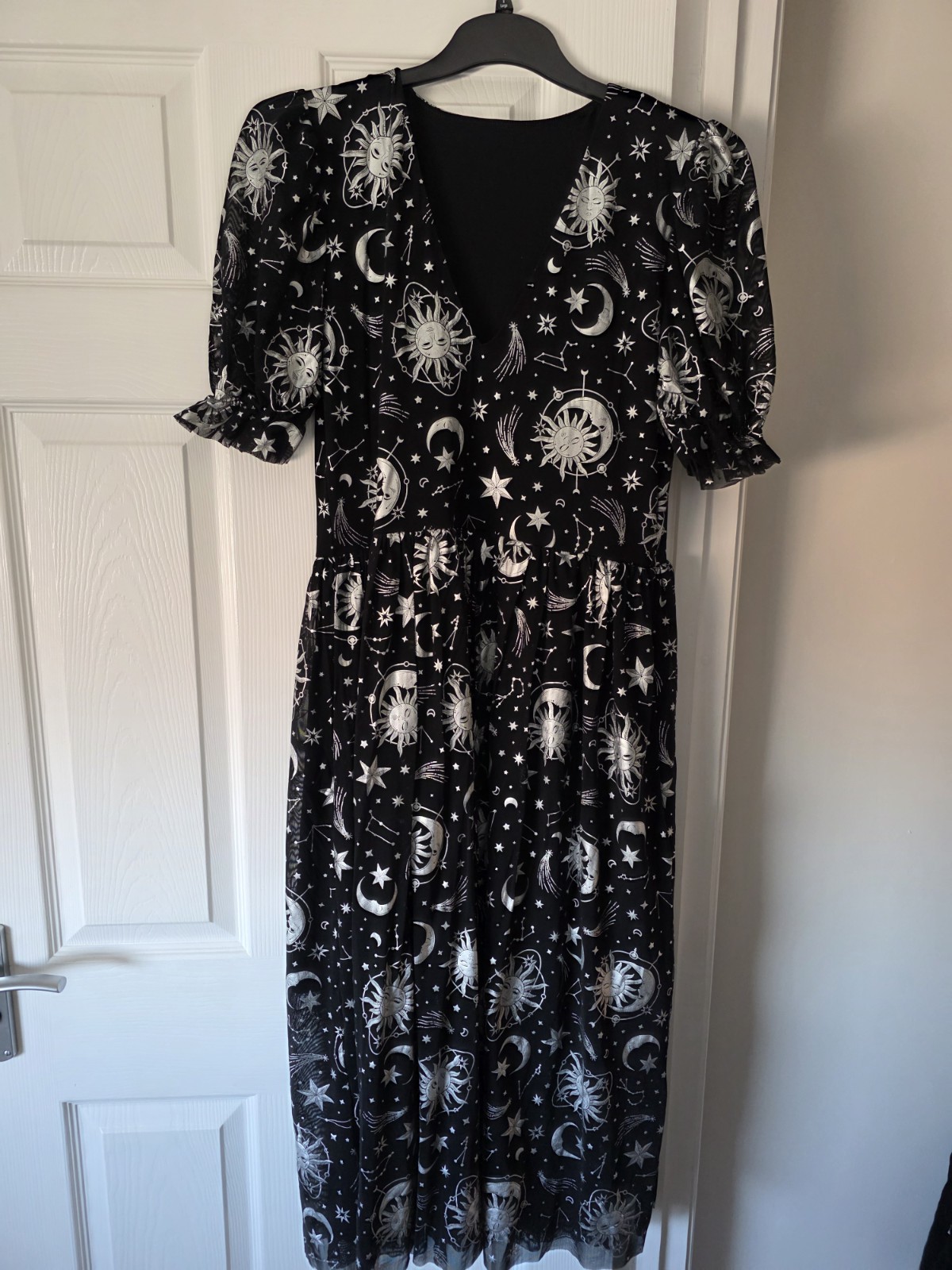 Blackmilk XL 18/20 Maxi Dress Black Silver Celestial Moon Stars Sun Boho Layer