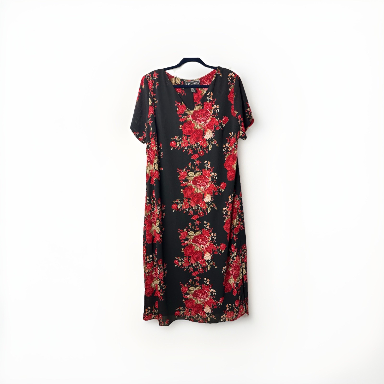 Vtg A Wild Thyme Maxi Dress Dark Floral Forest Fairy Grunge Whimsigoth 90s 18