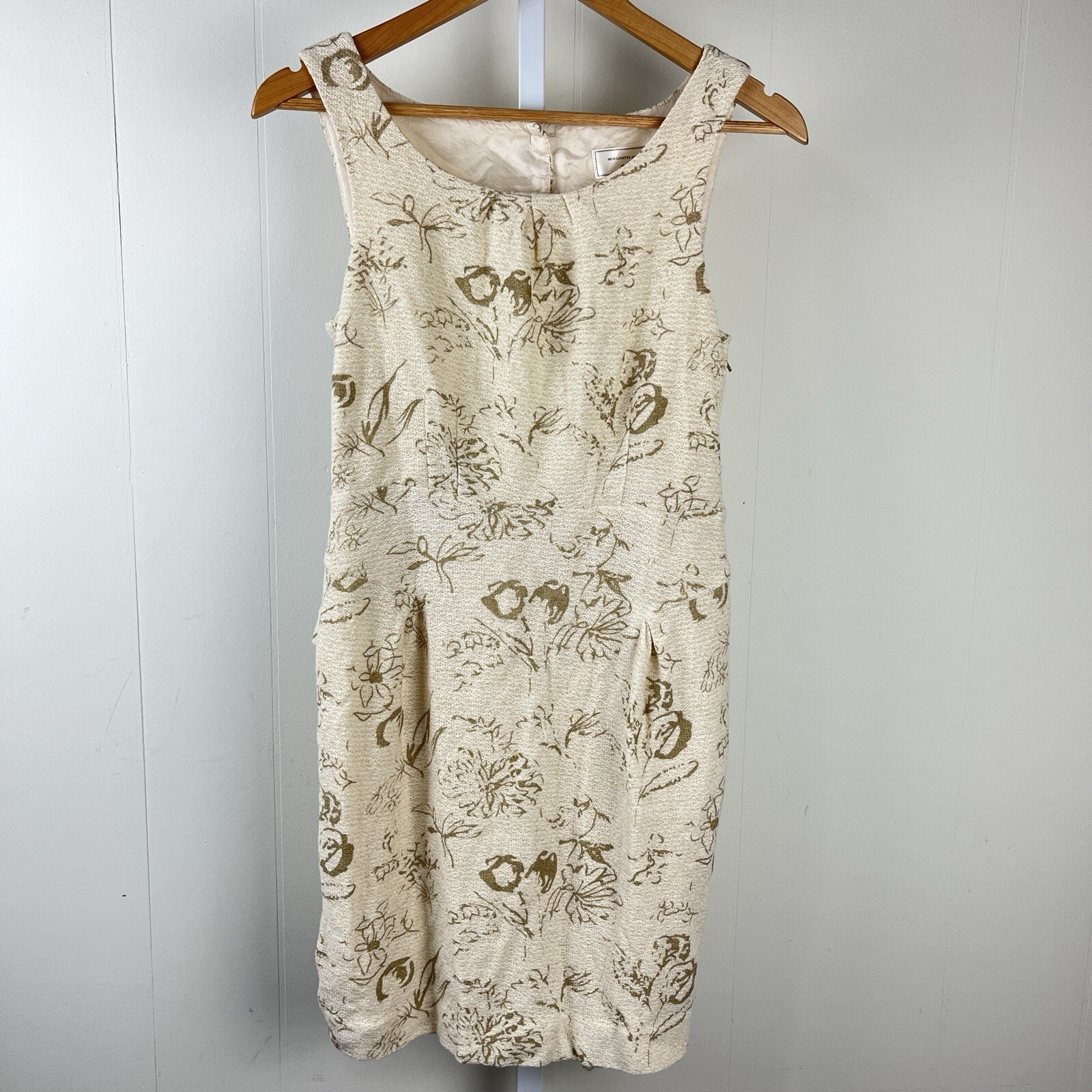 Anthropologie Moulinette Soeurs Dress Womens 4 Cream Metallic Gold Open Back