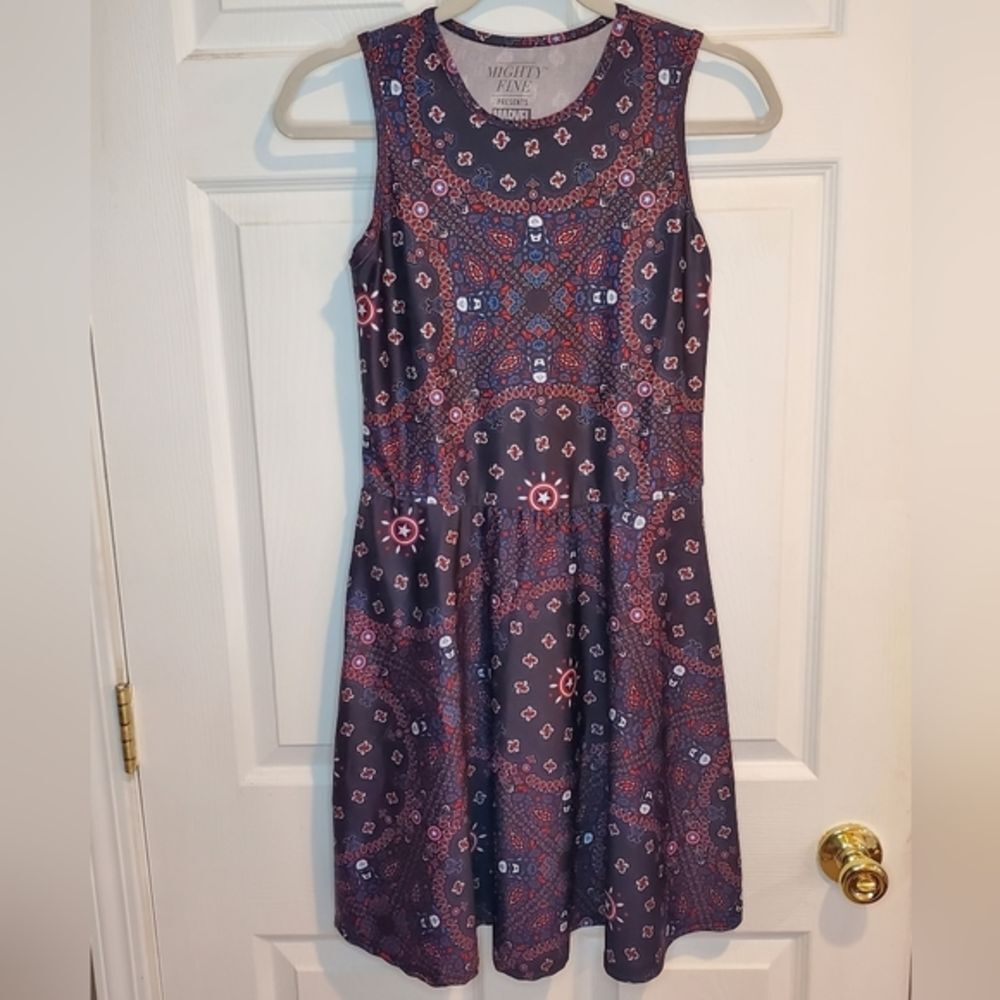 Mighty Fine Marvel Comics Captain America Sleeveless Skater Dress Size Small