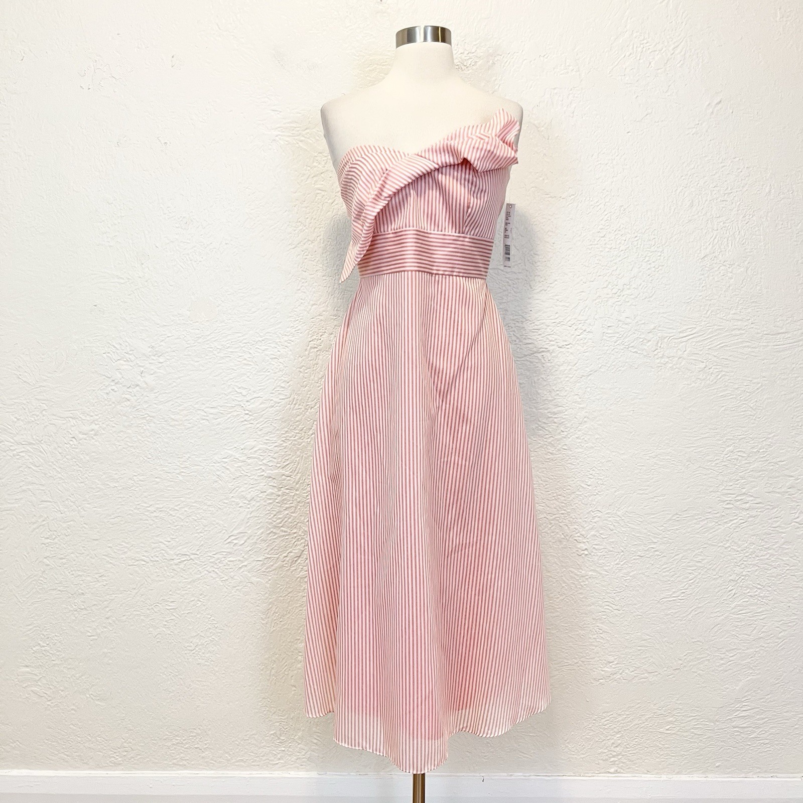 GIANNI BINI Dress NWT Pink Coral Ivory Stripe Sundress Wedding Guest size 4