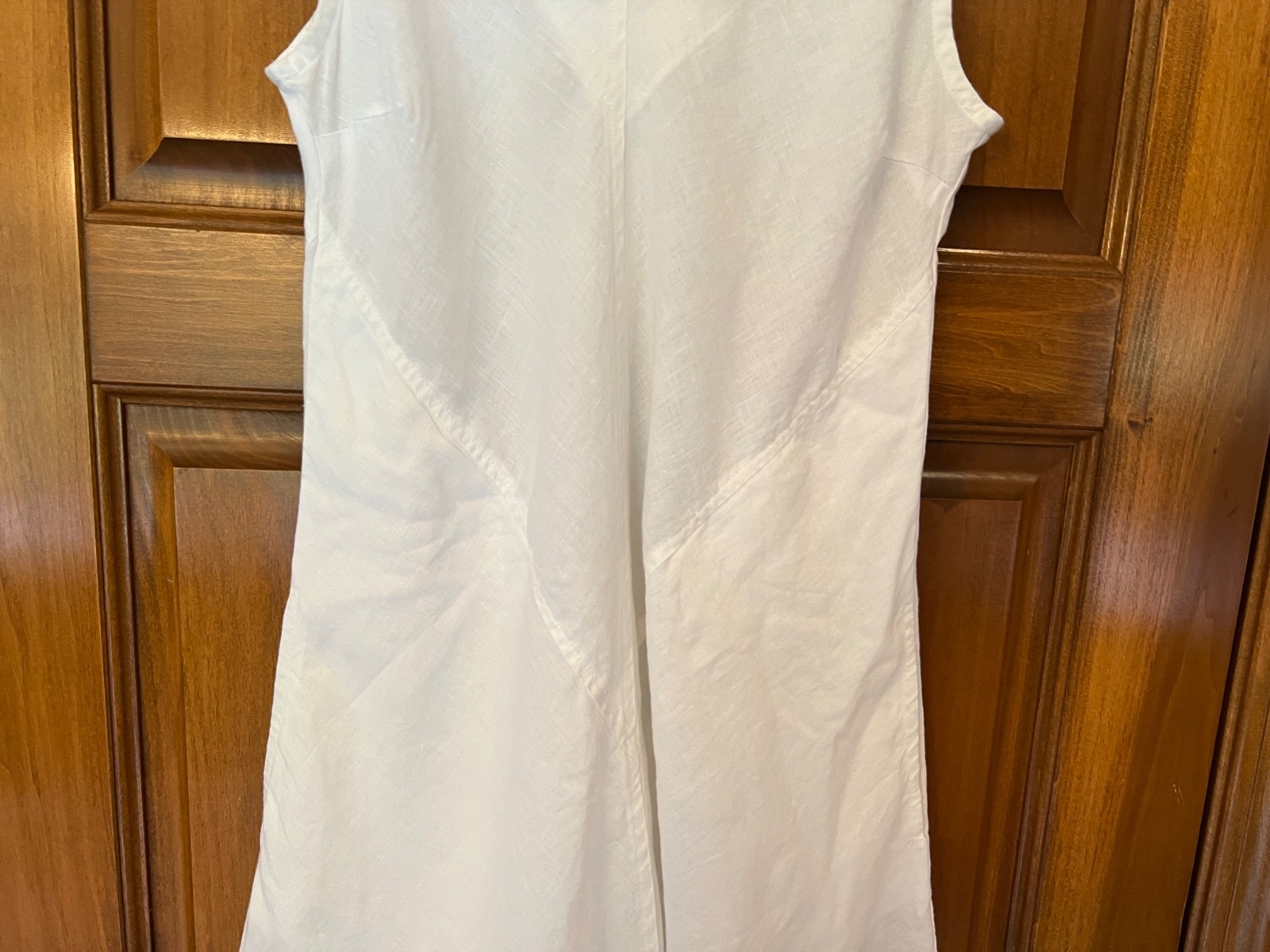 Haris Cotton 100% Linen White Sleeveless Dress Made in Greece EUC Small