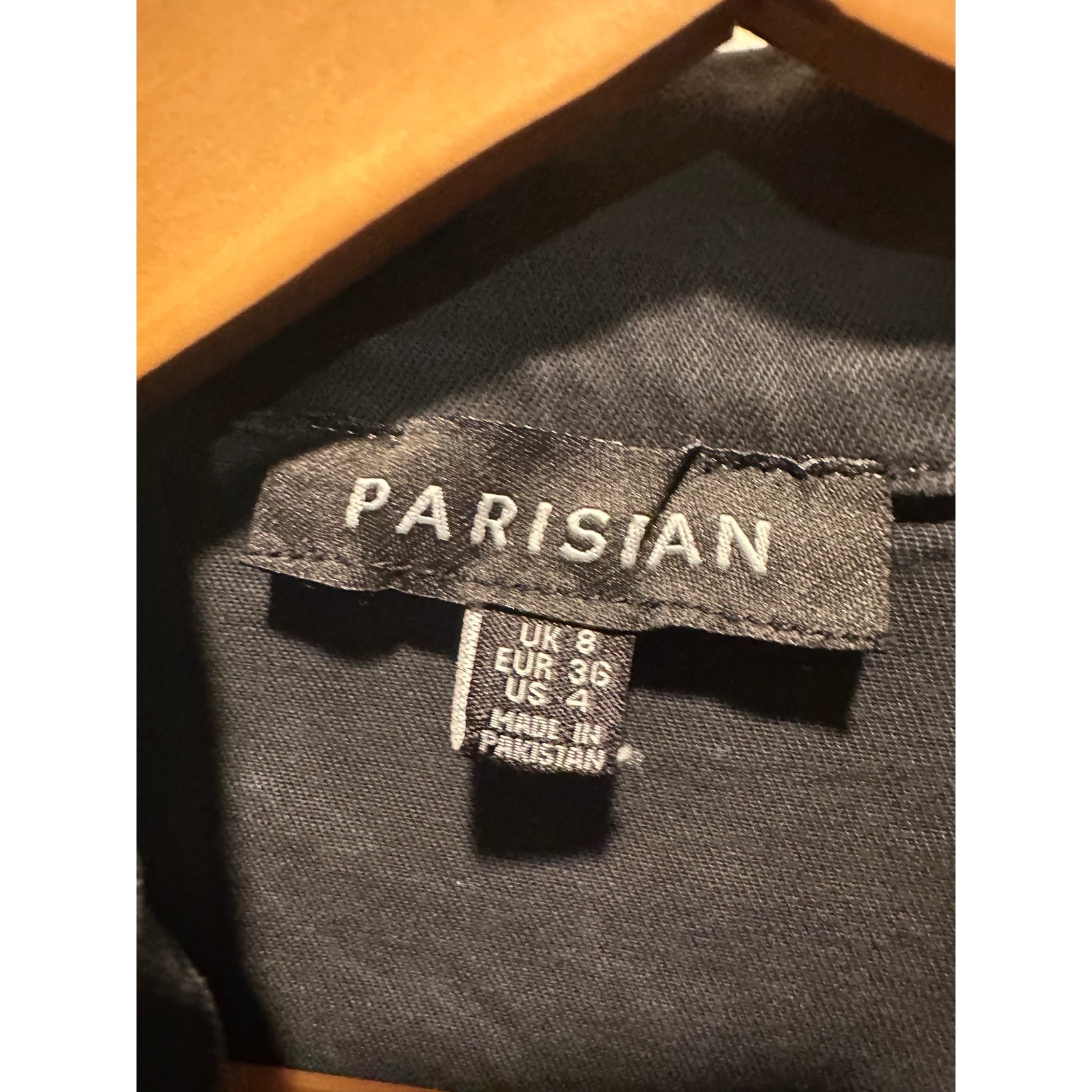 Parisian Black Denim Mini Dress Long Sleeve Button Front Belted Puff Shoulder 4