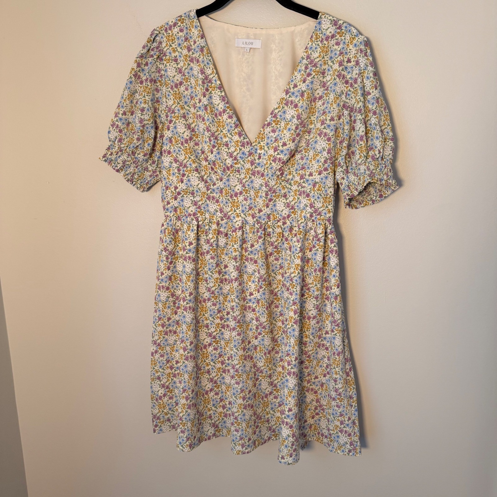 Cottagecore Floral Lightweight Lined Floral Summer Mini Dress NEW (LG) Romantic
