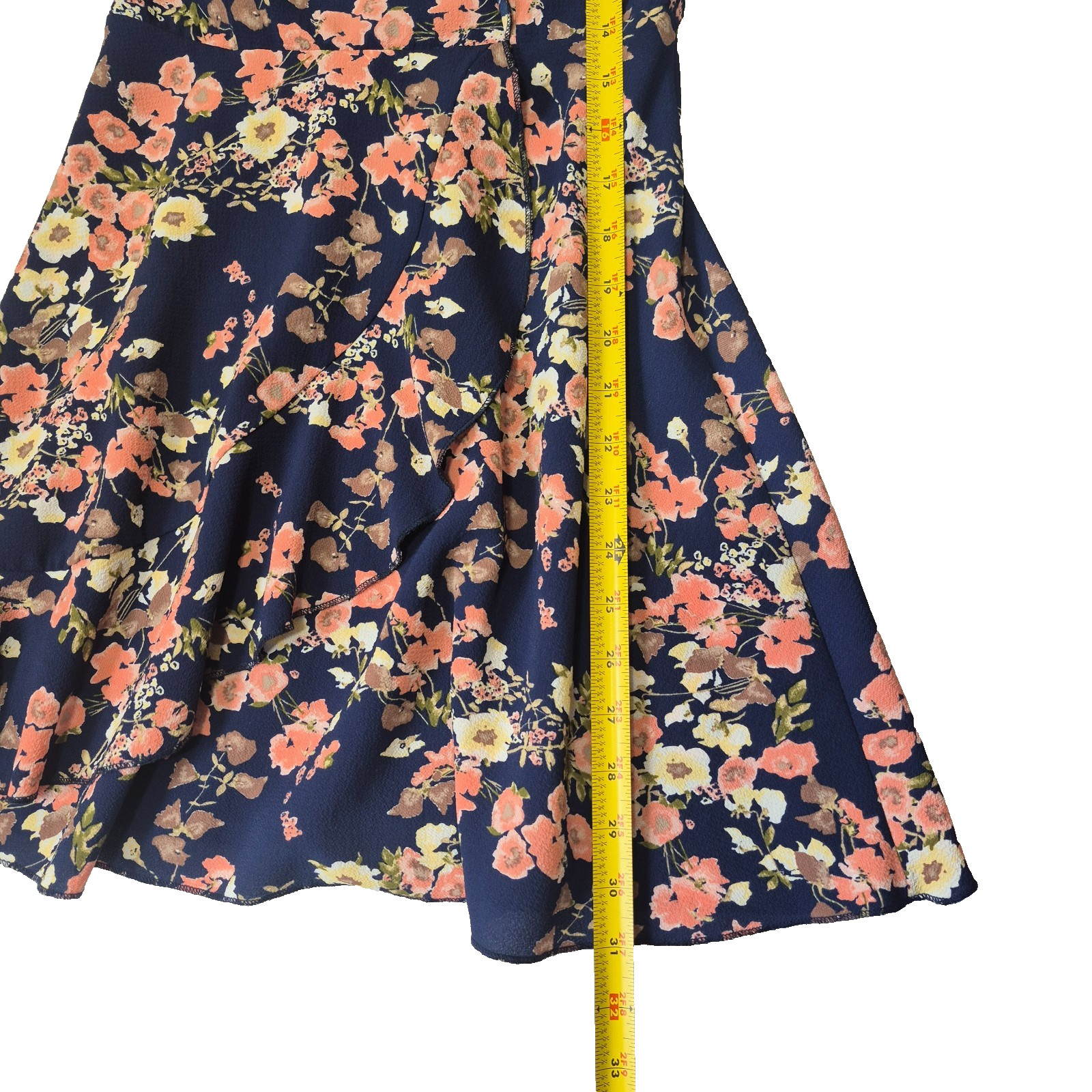 Teeze Me Womens Extra Small Size 0 Navy Florel Fit & Flare Ruffle Dress