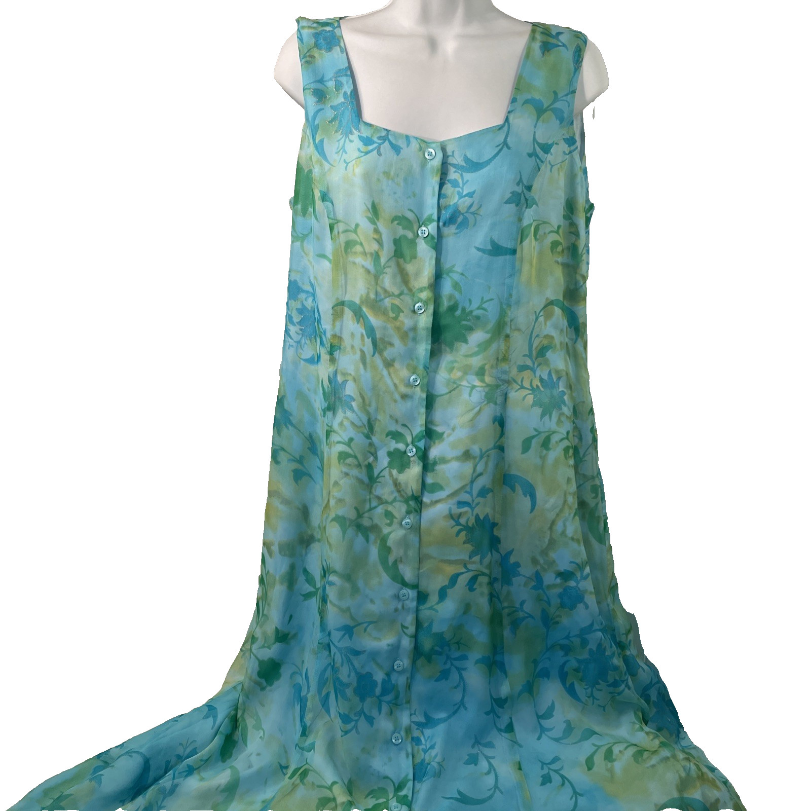 Coldwater Creek Dress Size 16 100% SILK Dressy Chiffon Lined Wedding Bust 21″