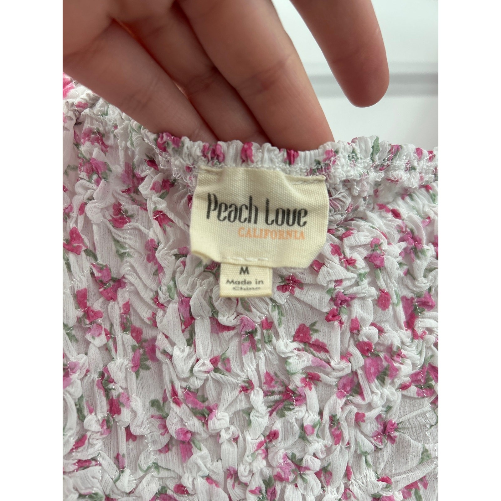 Peach Love California M Cottagecore Coquette Pink Floral Smocked Maxi Dress