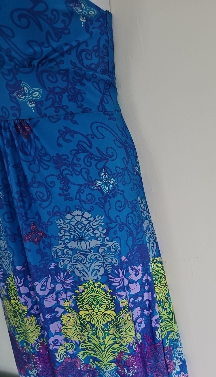 Lagaci Sundress Slip Dress Large Multicolor Floral Adjustable Spaghetti Straps