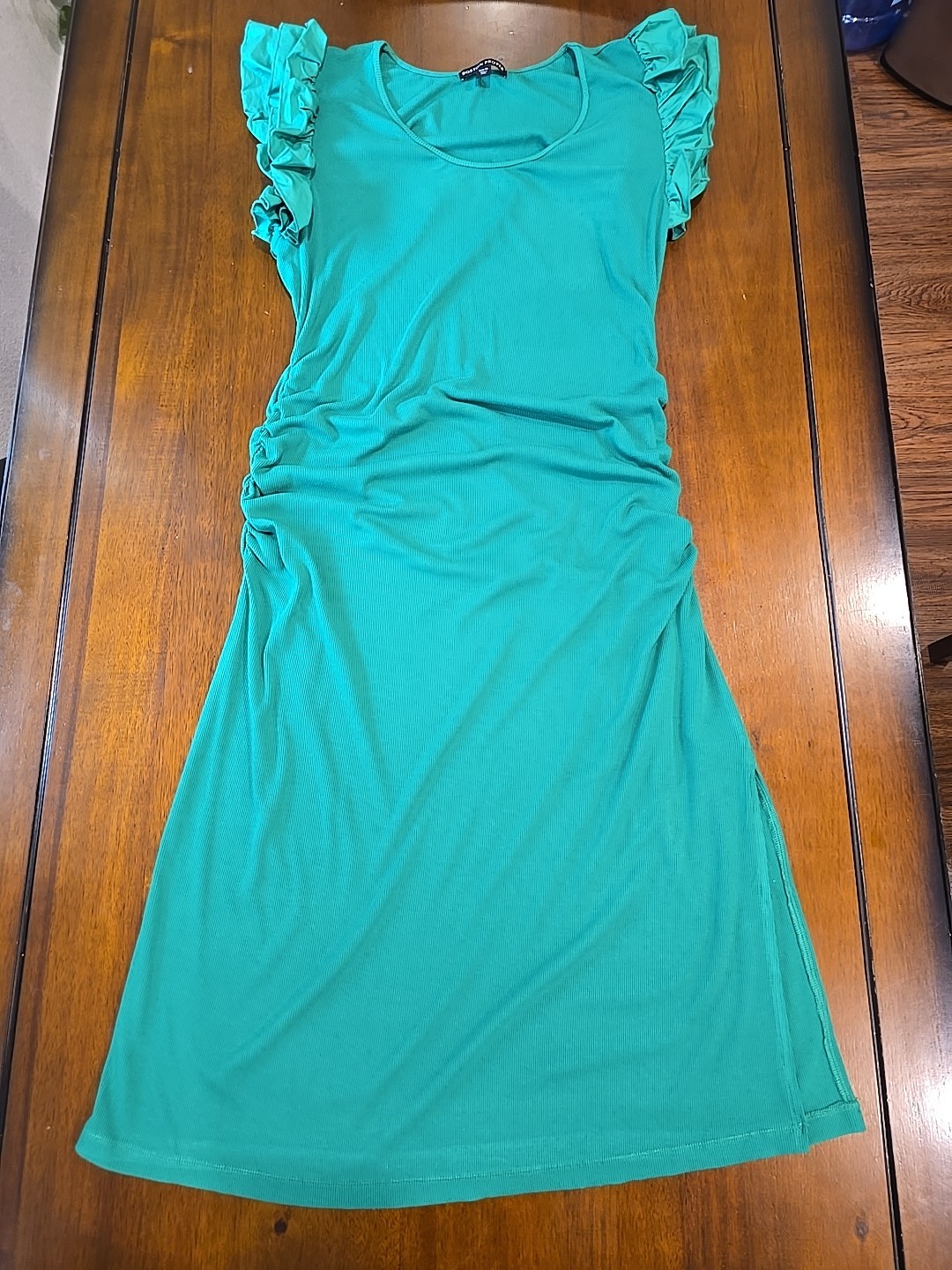 Women’s Green Boston Proper Ribber With side rouching, dress w/splits on side