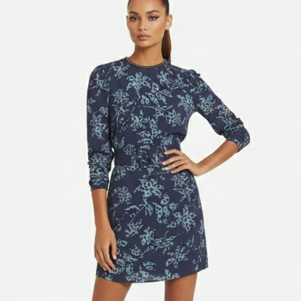 REISS Melody Blue Floral Print Dress – Size 6 (NWT)