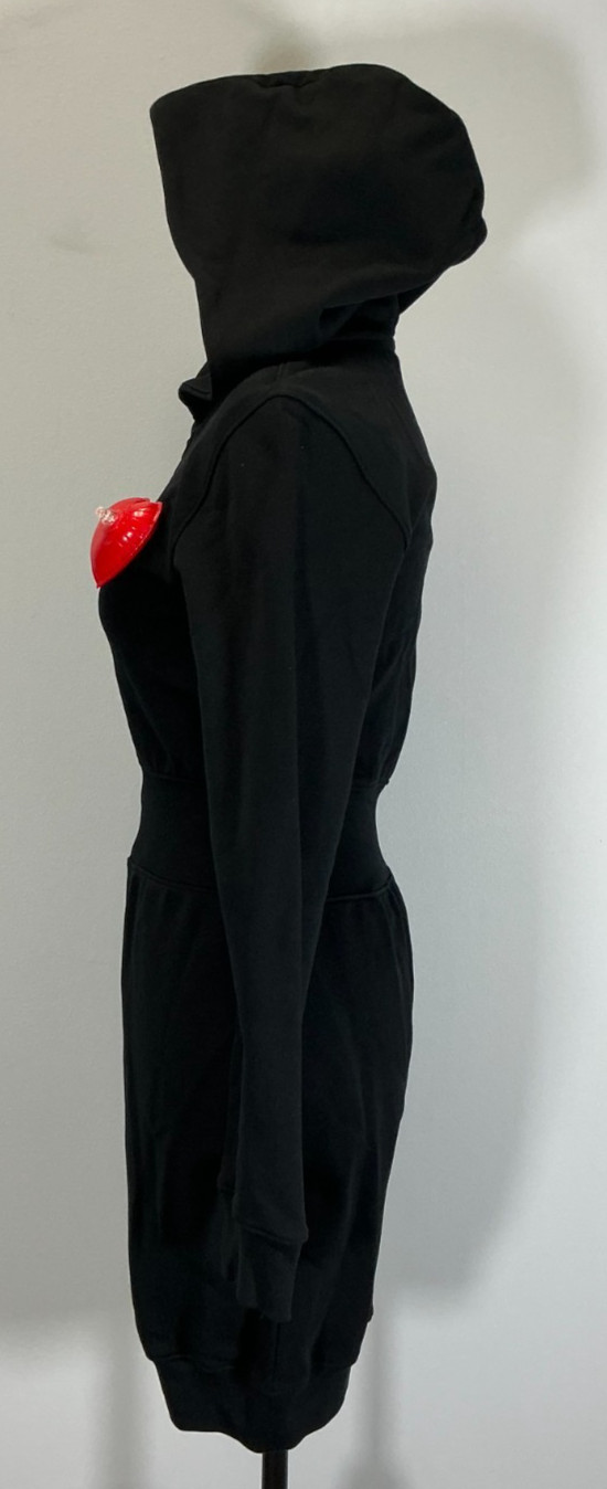 Moschino Inflatable Heart Women’s Size 4 Black Zip Up Hoodie Dress NWT